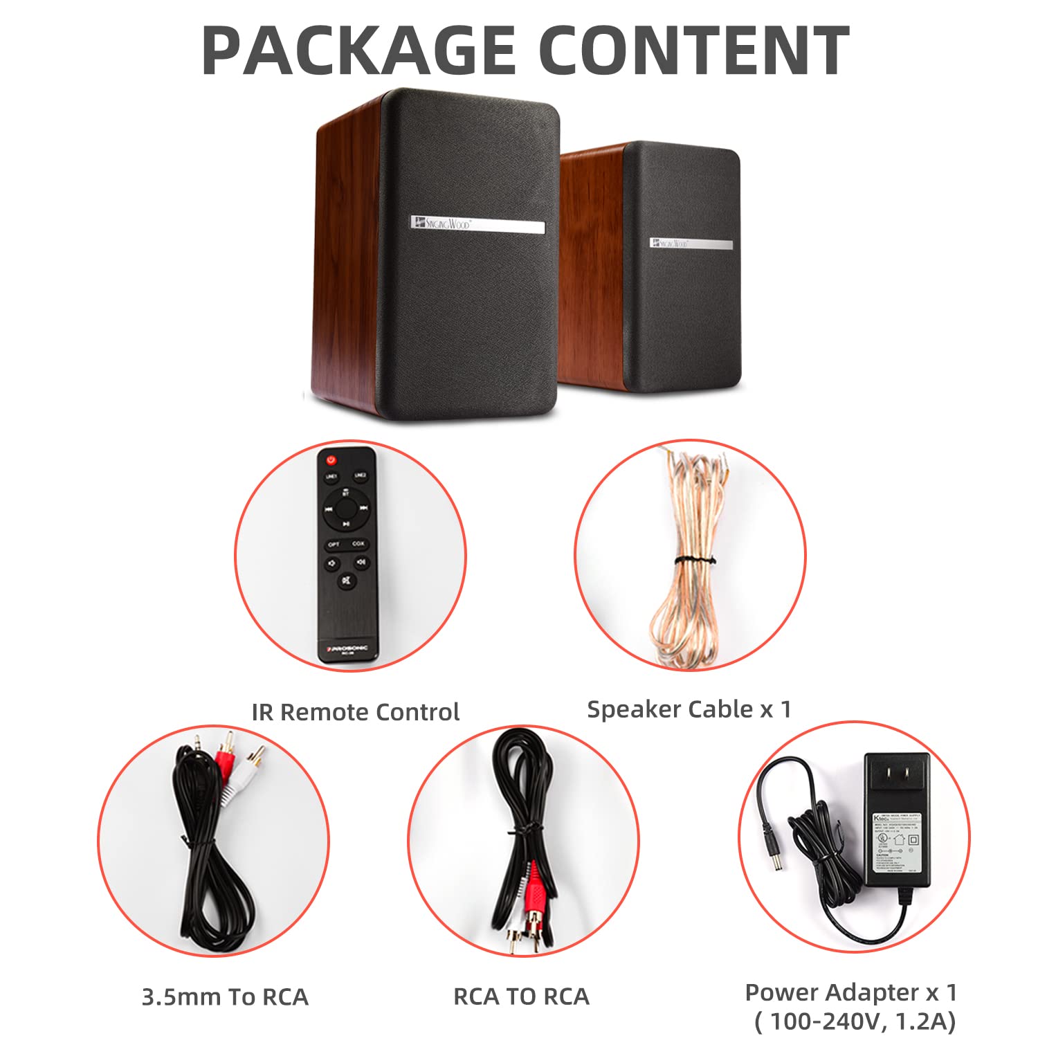 SINGING WOOD BT25 (2024 Version) 80W Bluetooth Bookshelf Speakers with Optical/Aux Inputs & Subwoofer Line Out - Premium Cherry Wood Enclosure for Home Theater, Gaming, PC, TV & Turntable Setup