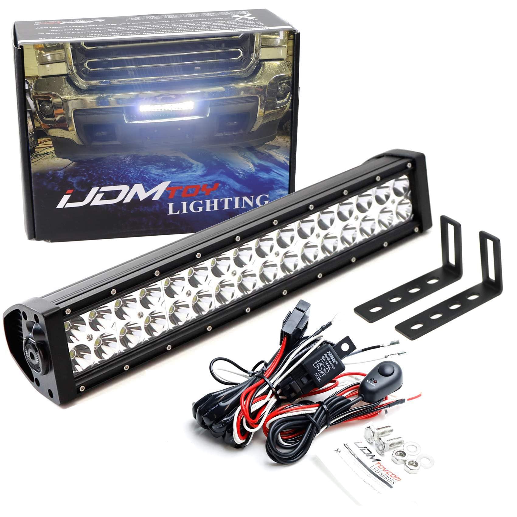 iJDMTOY 96W High Power LED Light Bar for GMC Sierra 2500/3500 HD (2015-2019) - Lower Grille Mount with Brackets & Wiring Kit - Off-Road Lighting for Trucks, Camping & Night Driving
