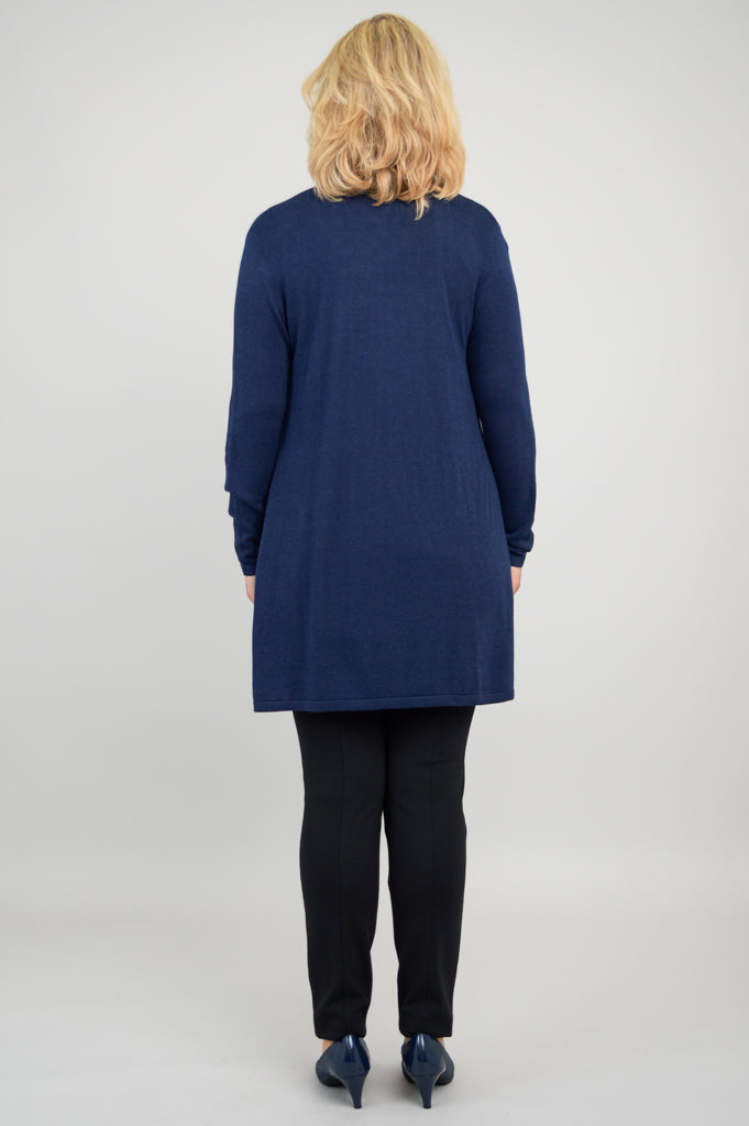 Justine Sweater - Soft Indigo Blue Bamboo Cotton Blend Women's Top for Casual Wear & Layering