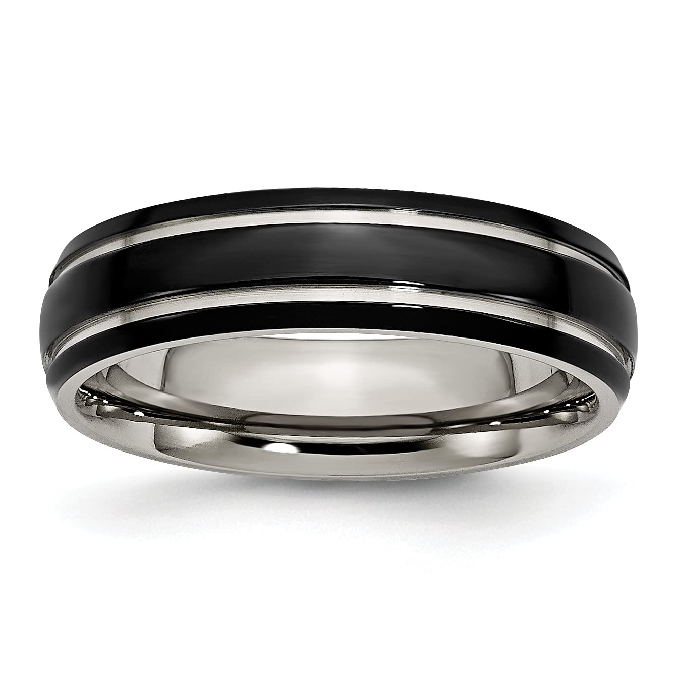 IceCarats Titanium Black 6mm Wedding Band Ring for Men - Durable & Lightweight Comfort Fit Wedding Ring - Perfect for Engagement, Anniversary, and Everyday Wear