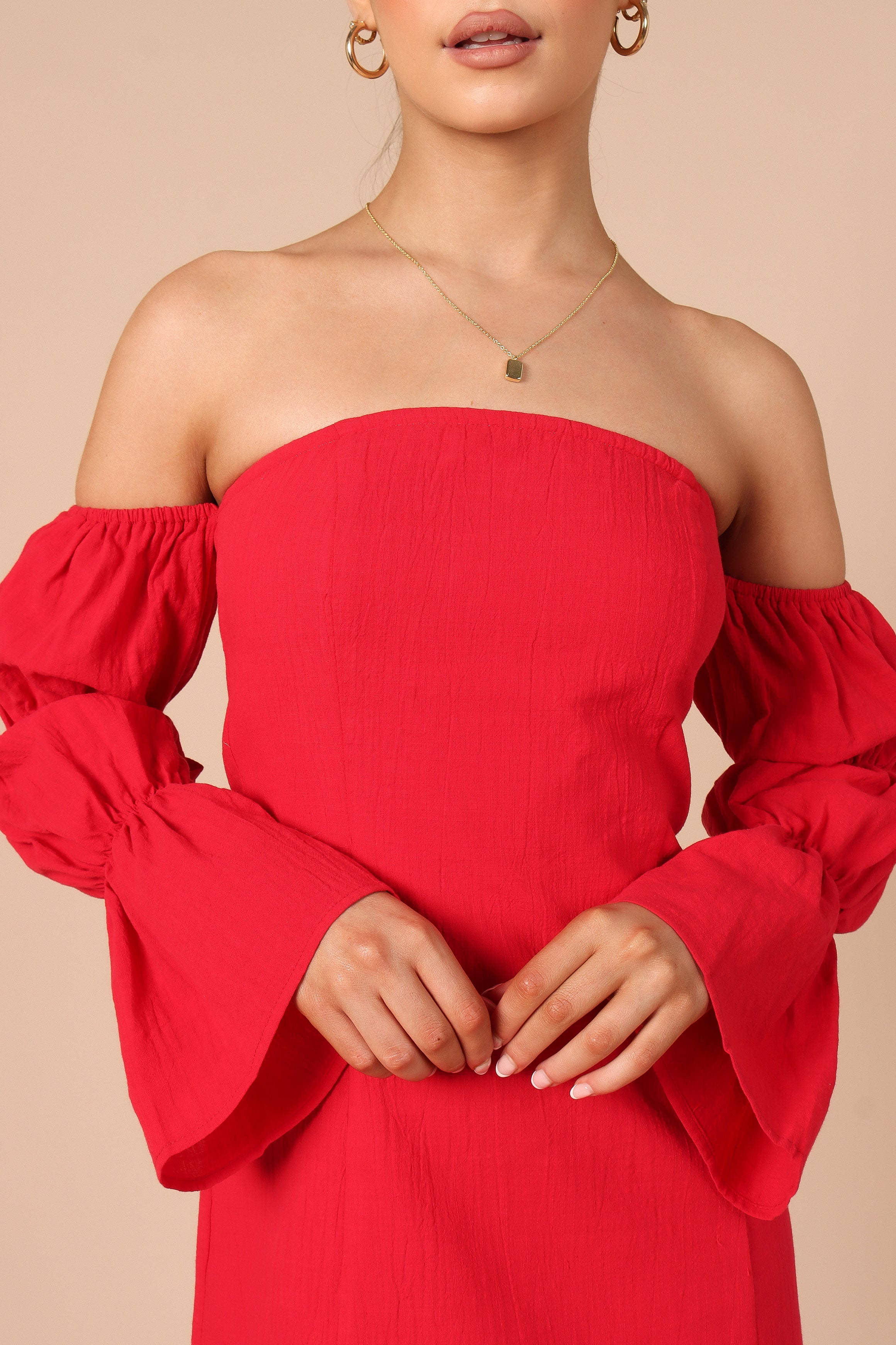 Cherese Puff Sleeve Mini Dress - Flowy Red Party Dress for Women, Summer Cocktail Dress with Ruffles, Perfect for Date Night, Wedding Guest & Special Occasions