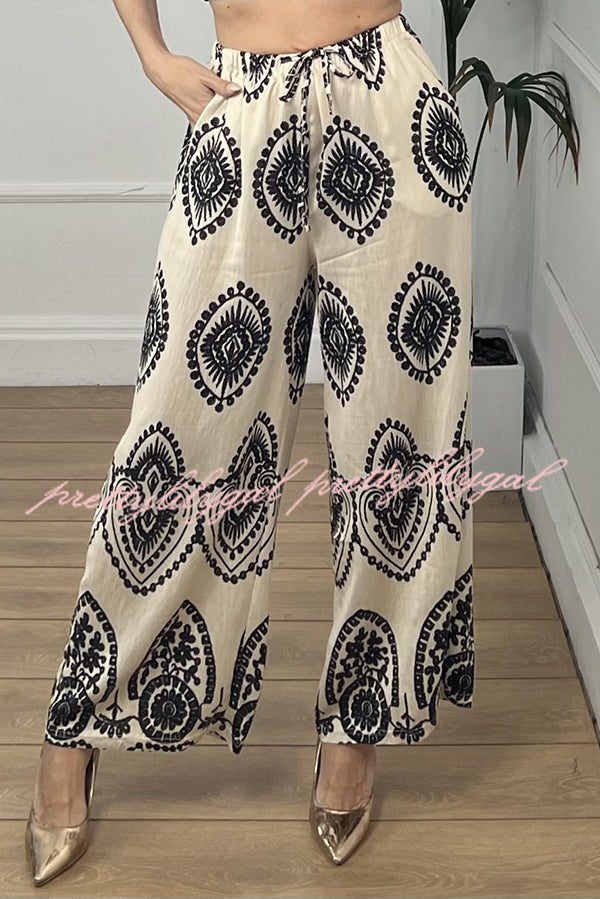 Stylish Elastic Waist Wide Leg Pants with Pockets - Trendy Casual Lounge Pants for Women - Perfect for Yoga, Travel & Everyday Comfort