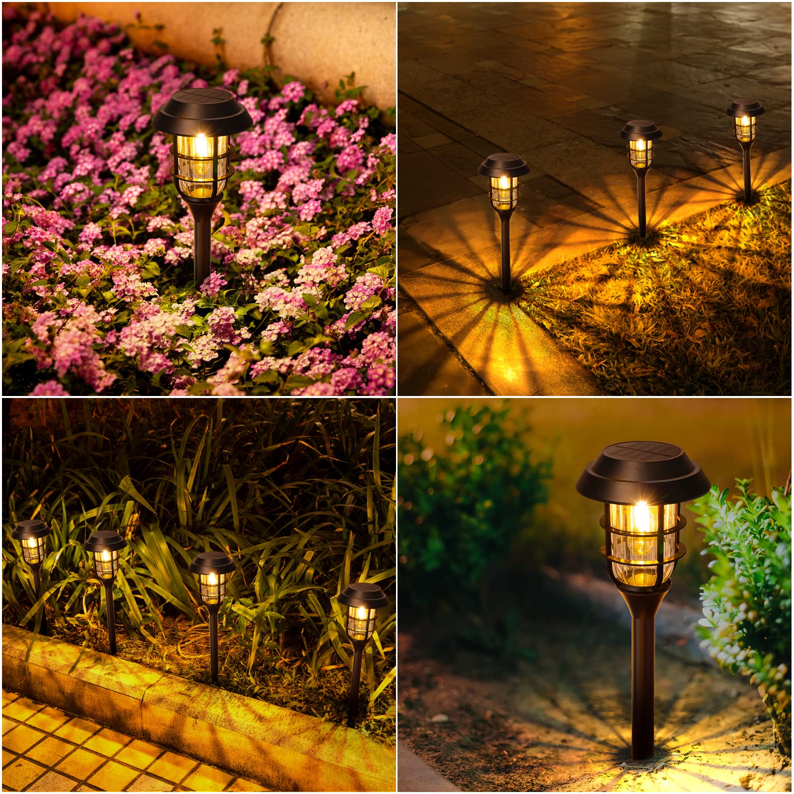 LETMY 8 Pack Solar Pathway Lights Outdoor, IP65 Waterproof Solar Garden Lights with Auto On/Off - Bright Solar Powered Landscape Lighting for Yard, Patio, Walkway, Driveway | Perfect for Garden Decor, Backyard Illumination & Nighttime Safety