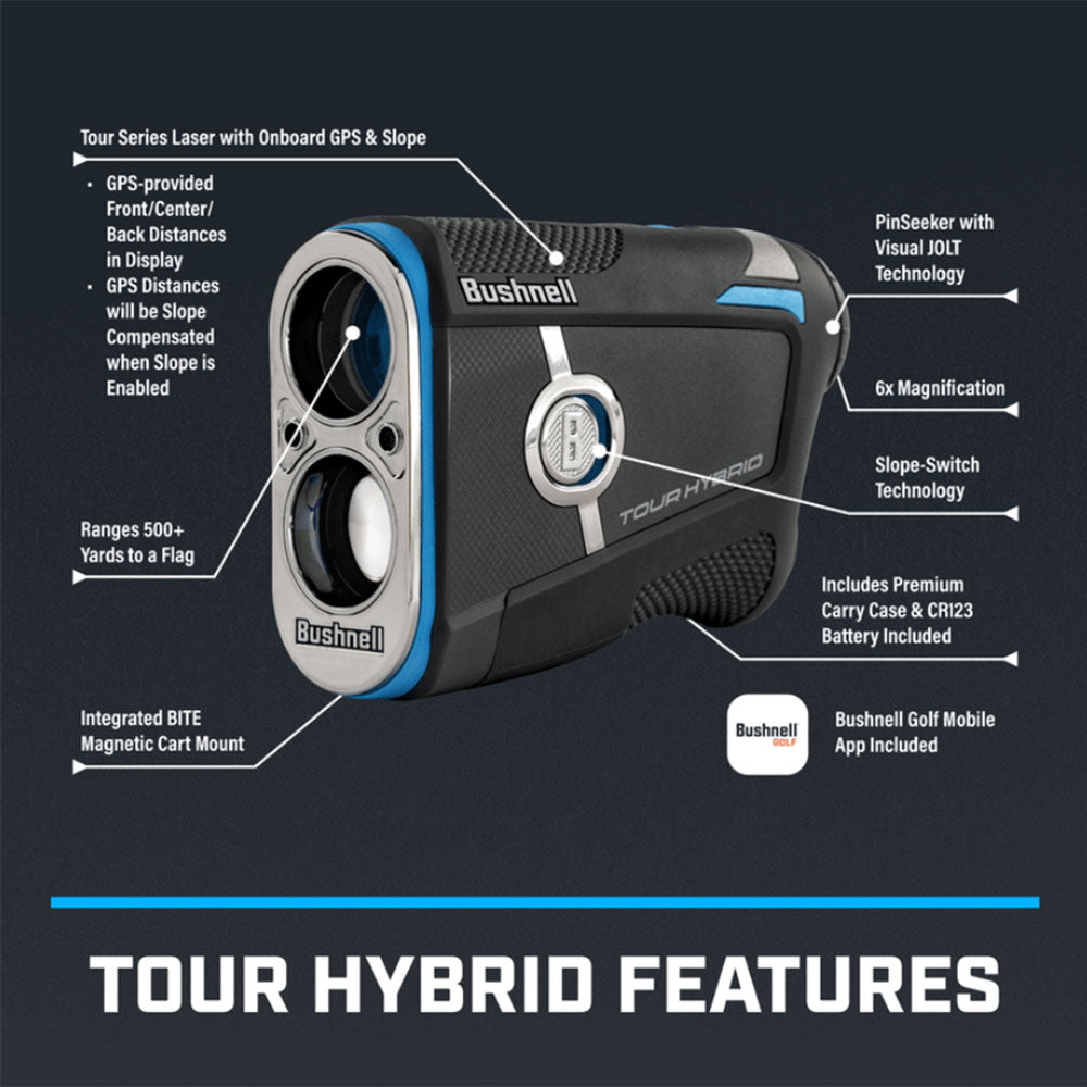 Bushnell Tour Hybrid Laser Rangefinder with Slope Technology - Golf GPS & Distance Measuring Device for Accurate Yardage - Perfect for Golf Tournaments & Practice Sessions