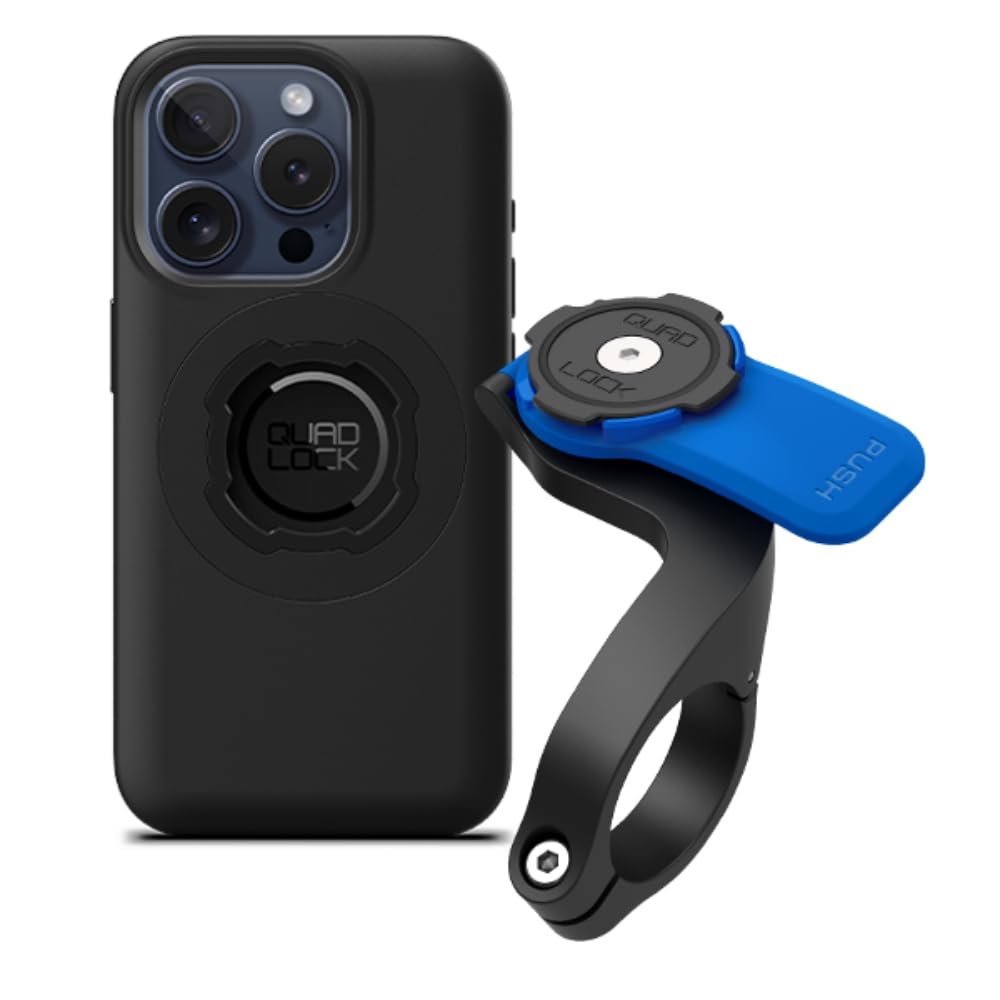 Quad Lock Out Front Bike Phone Mount Kit with MAG Case for iPhone 15 Pro - Secure Cycling Phone Holder for Road Biking & Mountain Trails