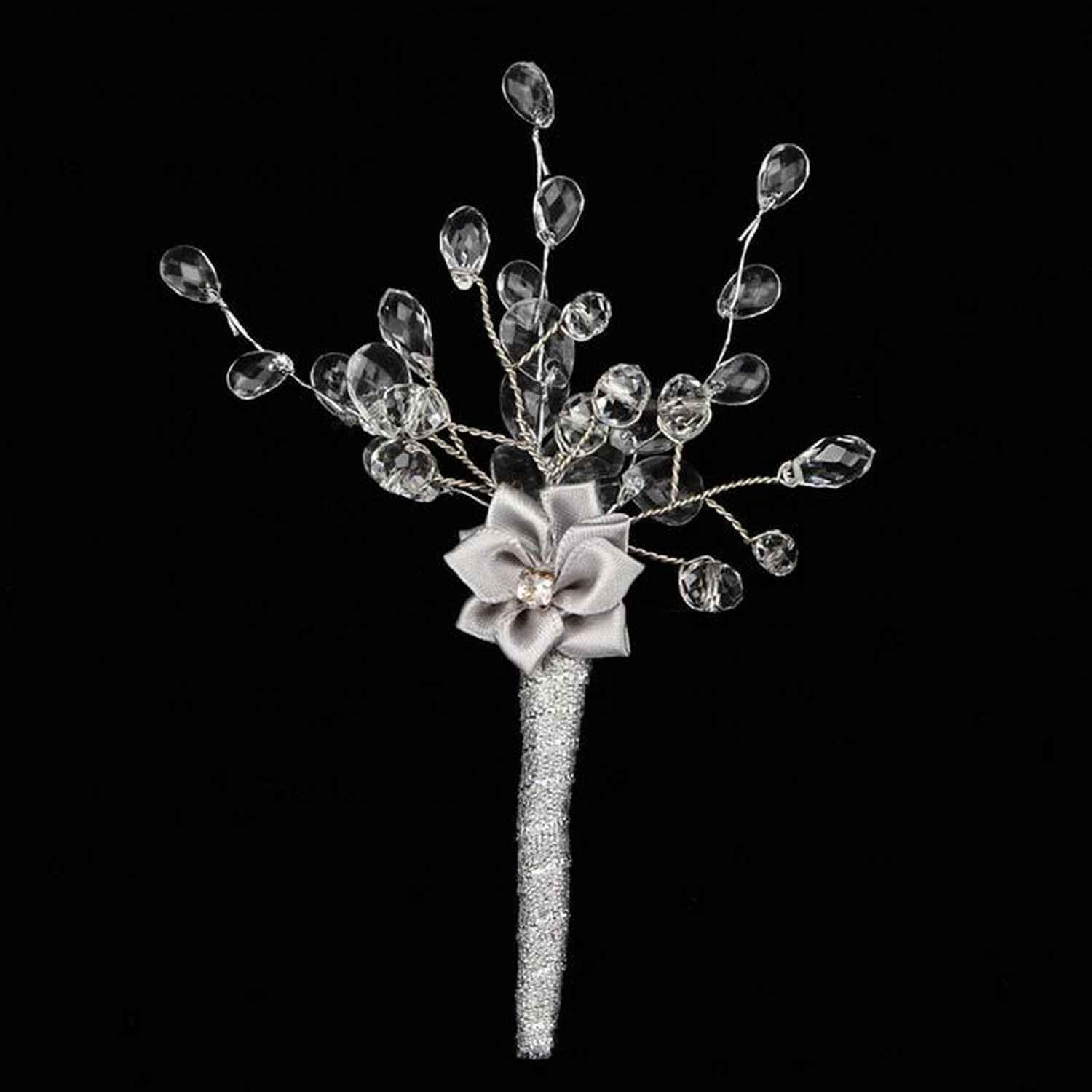 Elegant Silver Wedding Corsage & Boutonniere Set for Bride and Groom - Perfect for Ceremonies, Receptions & Photo Shoots