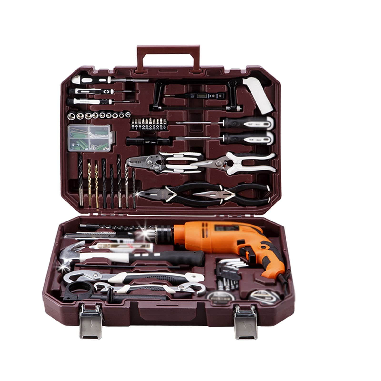 Professional Household Tool Kit with Electric Drill & Portable Storage Box - Complete Repair Set for Electricians, DIY & Home Maintenance | Perfect for Small Repairs, Renovations & Daily Use