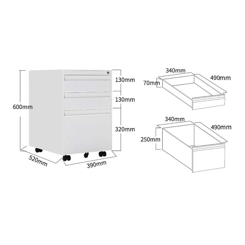 Multifunctional Mobile File Cabinet with Lock & Wheels - Office Storage Organizer for Folders, Documents & Supplies | Portable Desktop Filing System for Home & Office Use
