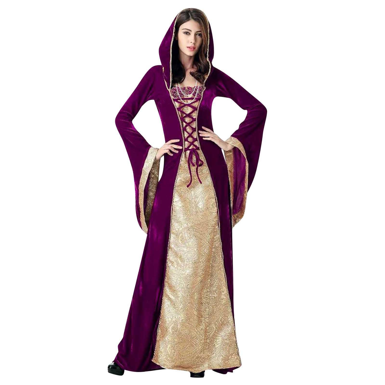 2023 Trendy Vintage Halloween Dress for Women - Gothic Bell Sleeve Corset Long Dress | Plus Size Medieval Costume | Perfect for Halloween Parties, Cosplay & Themed Events
