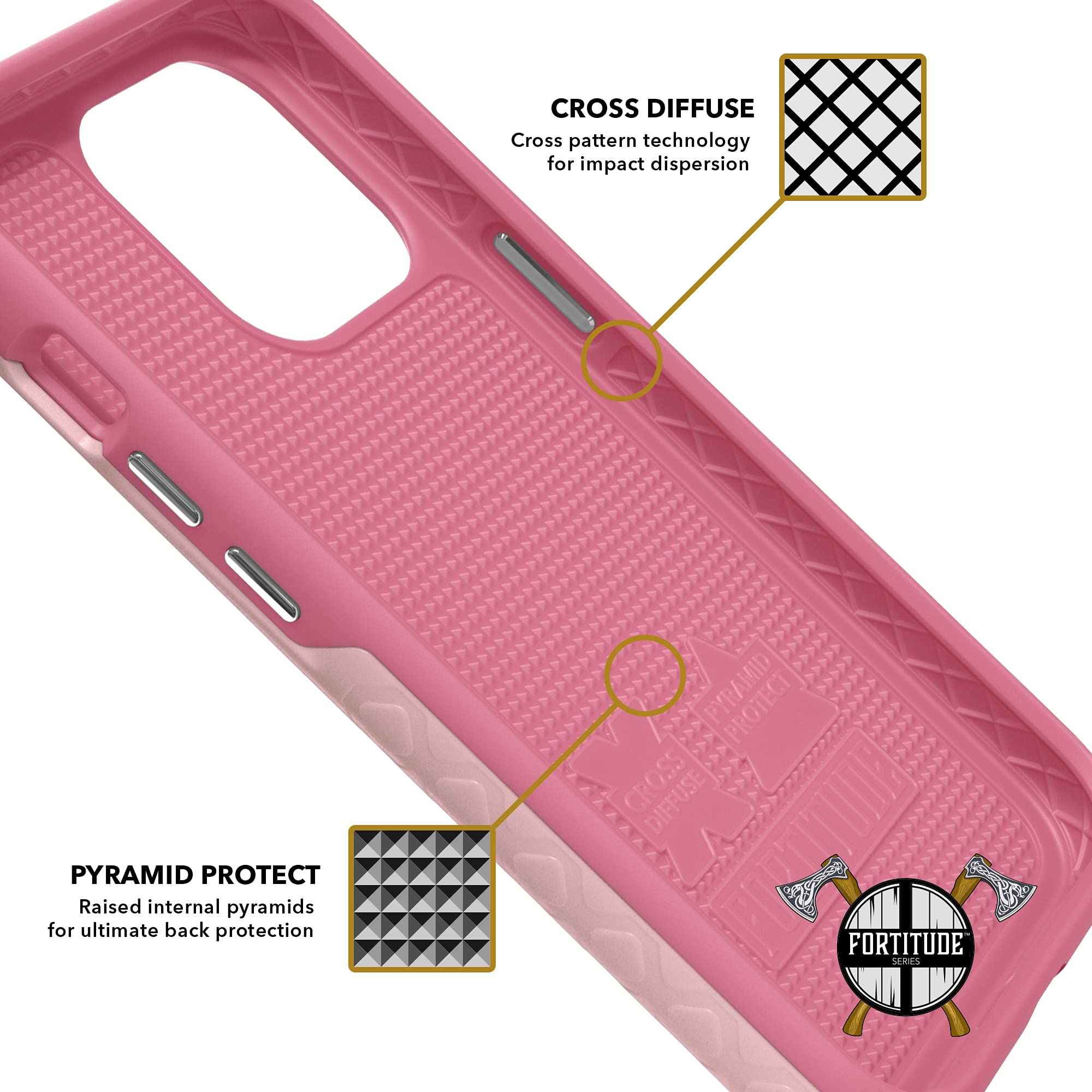 Cellhelmet Fortitude Series Pink Magnolia Shockproof Phone Case for iPhone 13 - Drop Protection | As Seen on Shark Tank | Perfect for Everyday Use, Outdoor Activities & Travel Protection