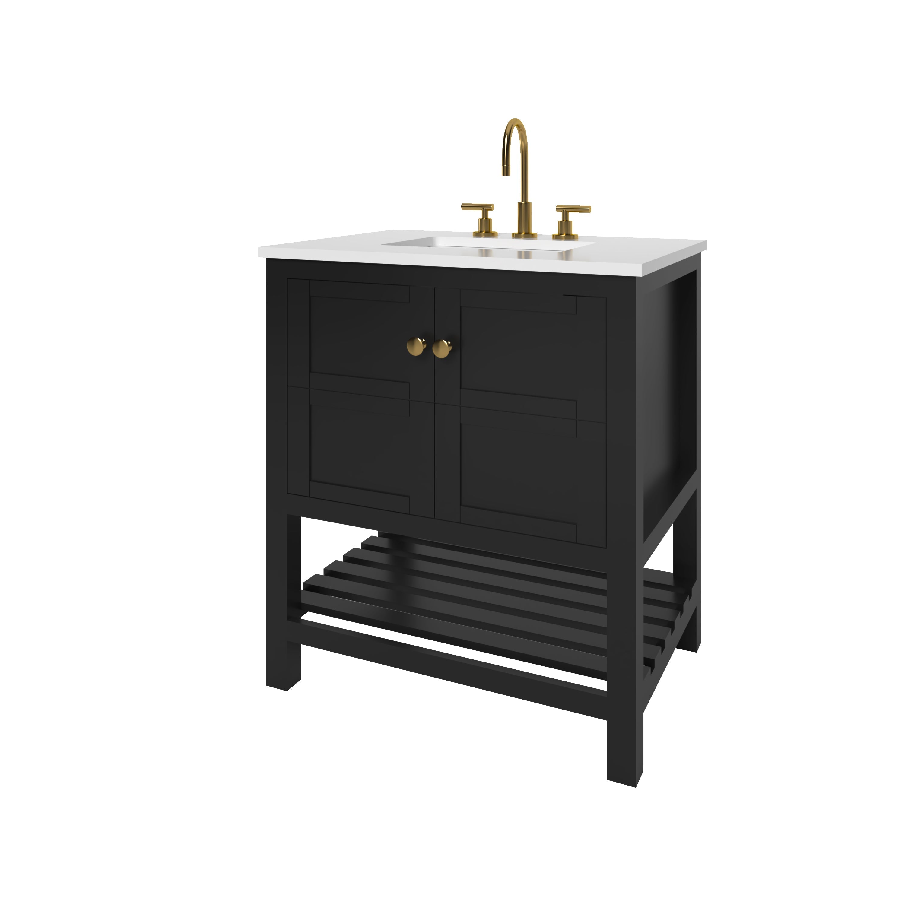 29.5 Inch Black Bathroom Vanity Cabinet Only - Nearmé Dallas Modern Sink Base for Bathroom Remodel & Home Upgrade
