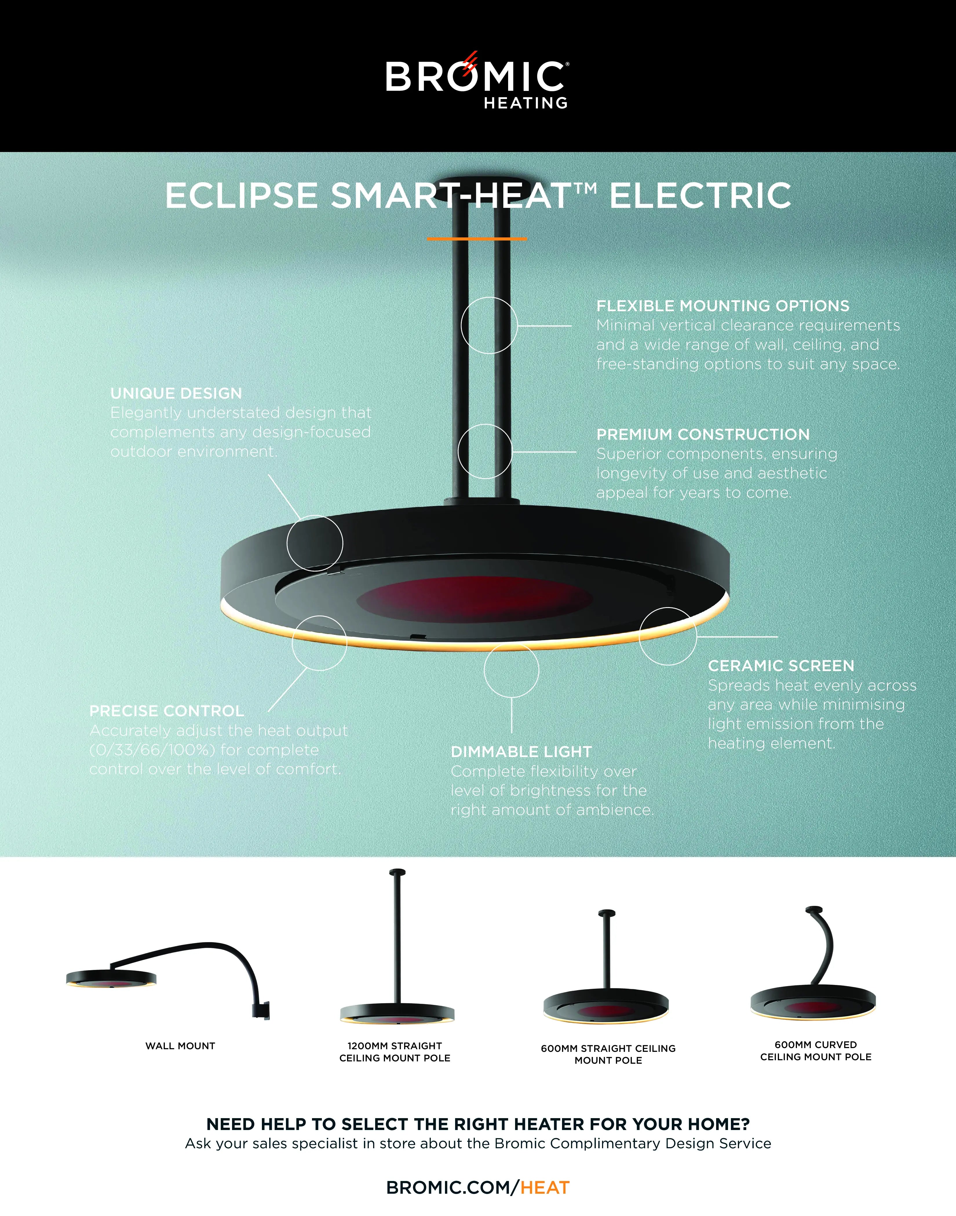 Bromic Eclipse Smart Heat Electric Pendant Heater - Outdoor Patio Heater with WiFi Control for Restaurants, Backyards & Decks