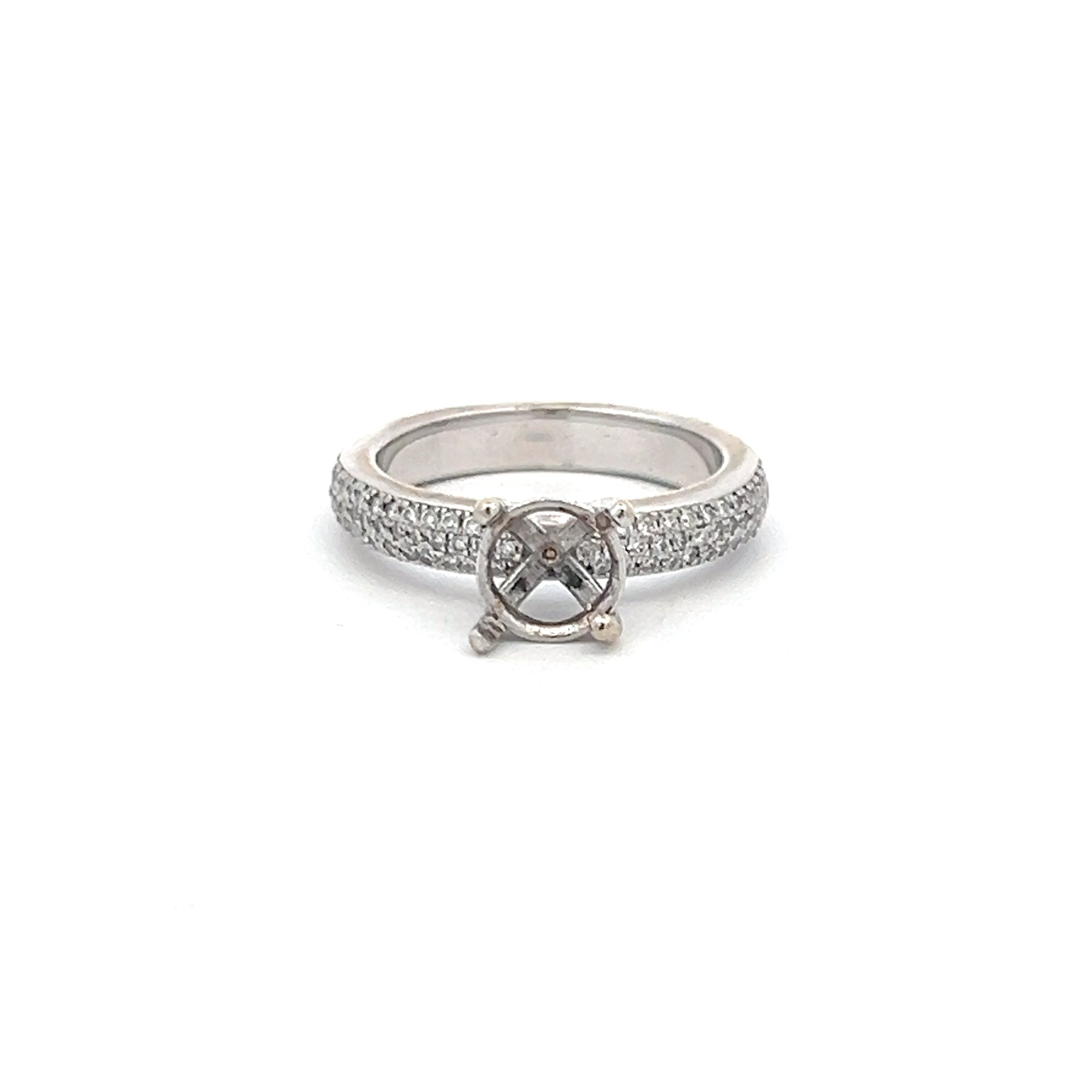 0.12 Carat Round Brilliant I VS2 Diamond 14K White Gold Semi Mount Engagement Ring - Perfect for Bridal Jewelry, Wedding Bands & Anniversary Gifts