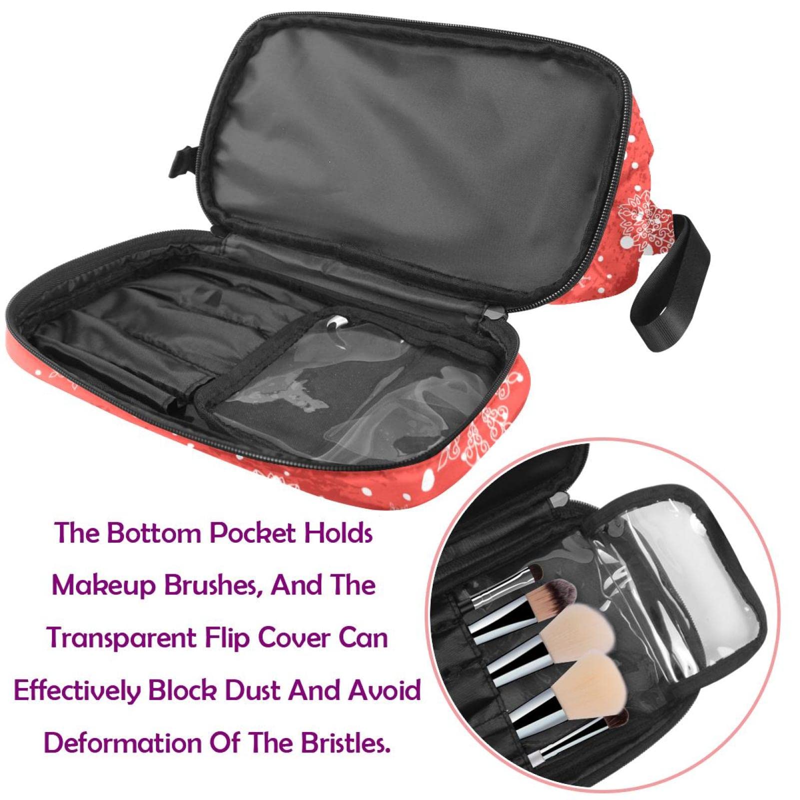 Large Travel Cosmetic Bag with Snowflake Floral Design - Waterproof Makeup Organizer for Women | Perfect for Vacation, Gym & Daily Essentials Storage