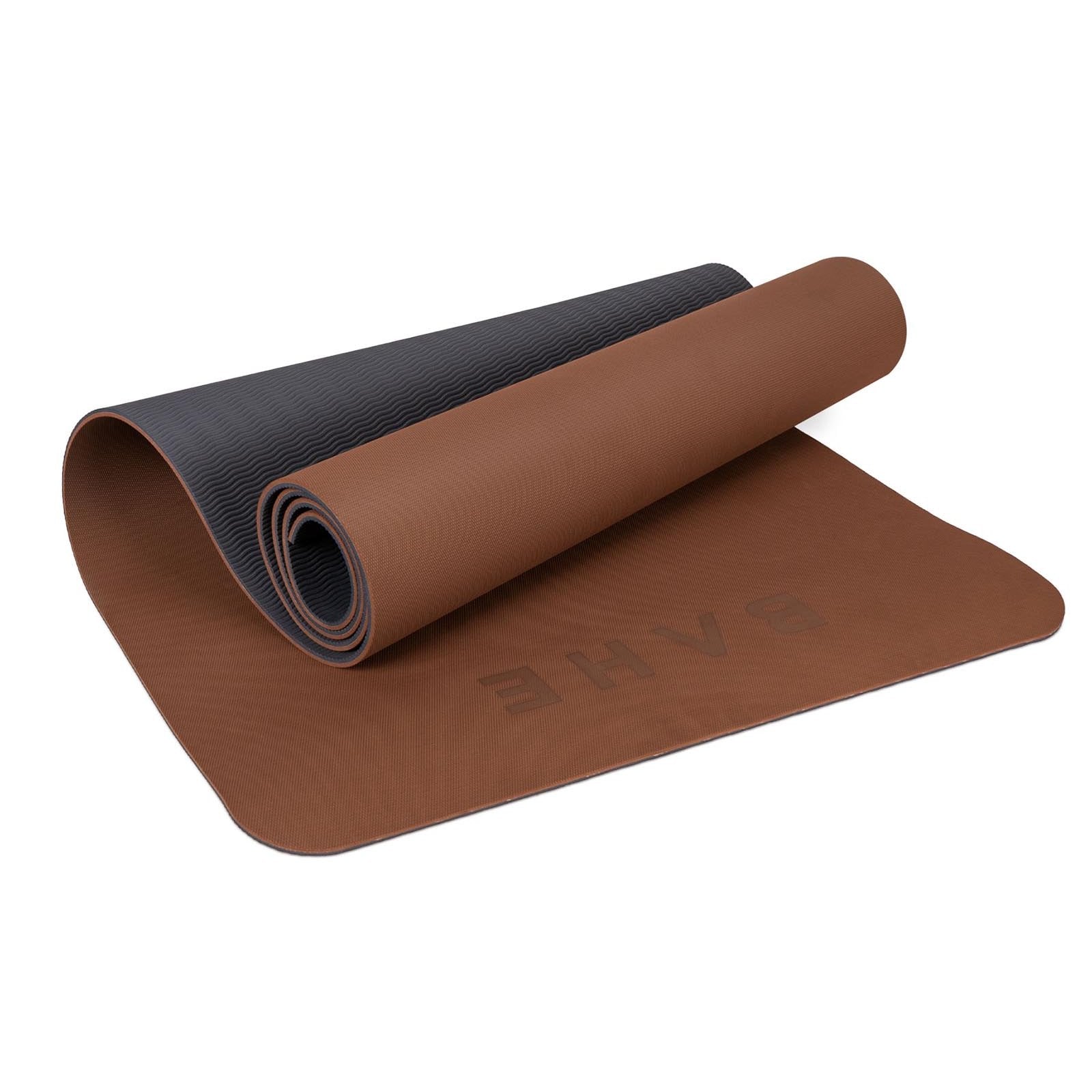 Bahe Soft Touch Reversible Yoga Mat XL - Cinnamon Brown Non-Slip Exercise Mat for Home & Studio Workouts, Pilates, and Hot Yoga