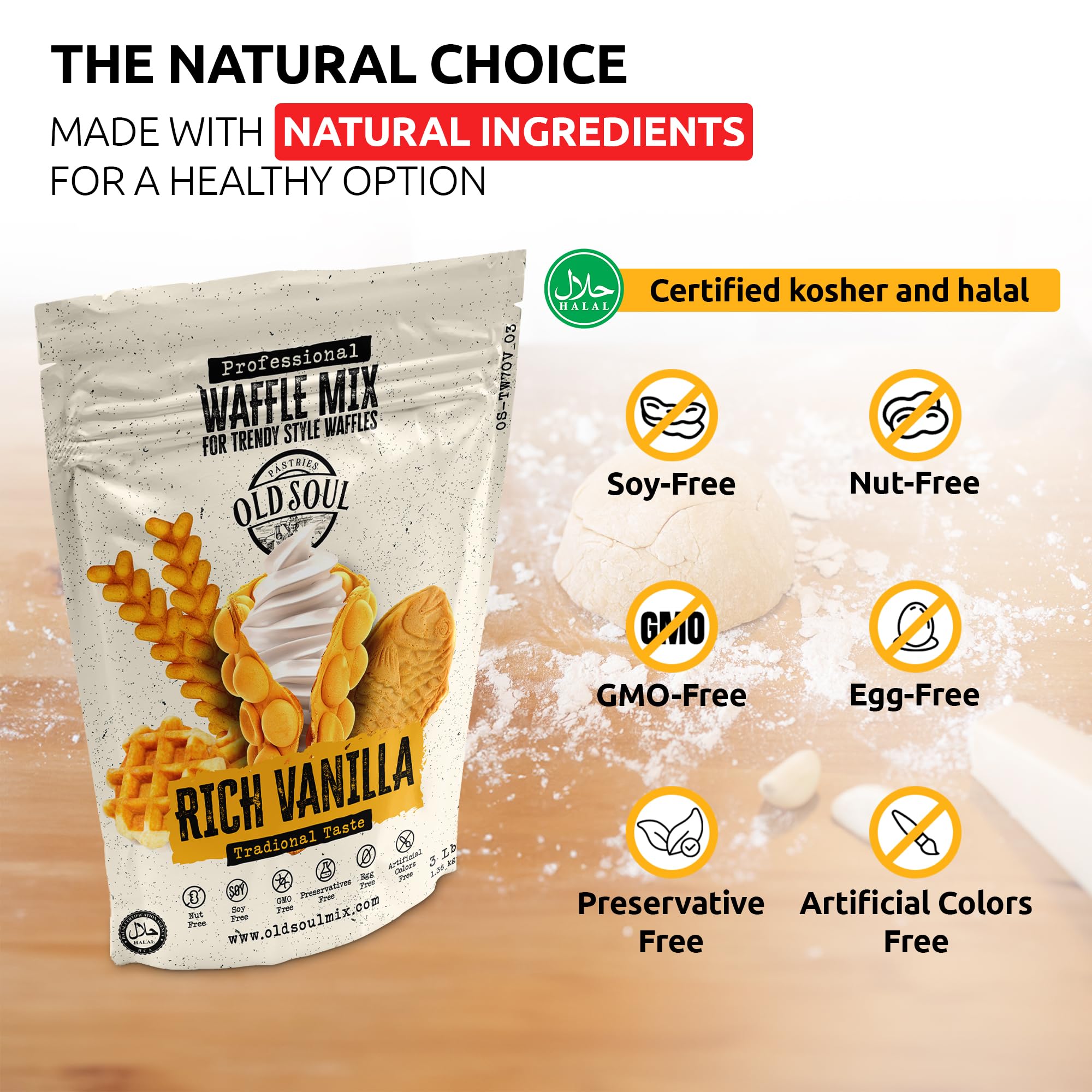 Premium Belgian Waffle & Pancake Mix - Natural Ingredients, Easy to Make, Rich Vanilla Flavor (15 lbs) - Perfect for Breakfast, Brunch, and Family Gatherings