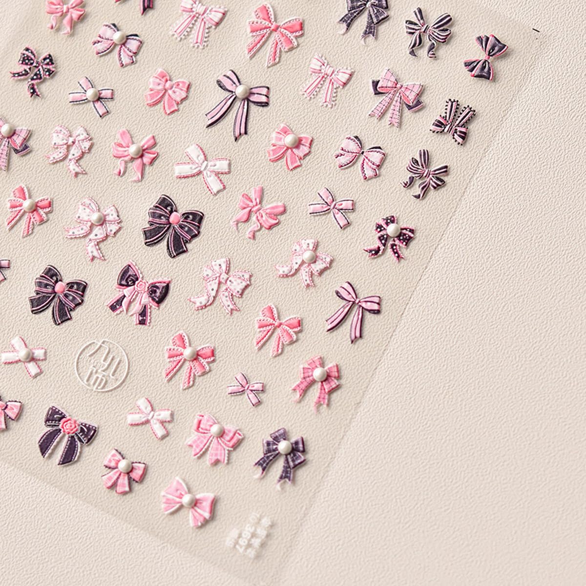 5D Embossed Pink Bow Nail Art Stickers - Kawaii Pearl Bowknot Nail Decals (1PC) | Cute Valentine's Day Manicure Accessories for Holiday Nail Decor, DIY Nail Art, Party & Special Occasion Nail Designs