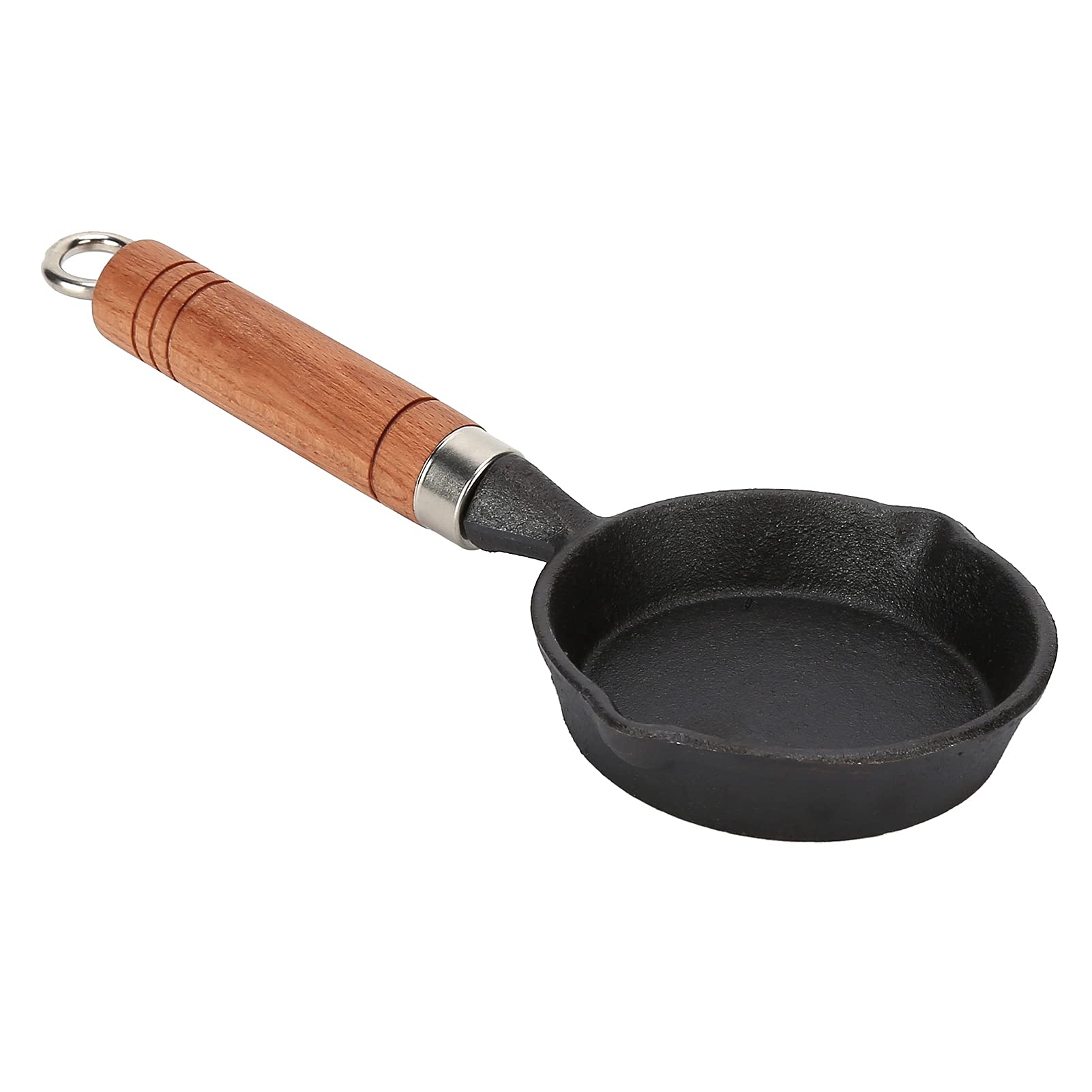 Nonstick Cast Iron Egg Frying Pan with Heat-Resistant Wooden Handle - Perfect for Omelettes, Fried Eggs, Dumplings & Hot Oil Cooking | Ideal for Breakfast, Brunch & Asian Cuisine