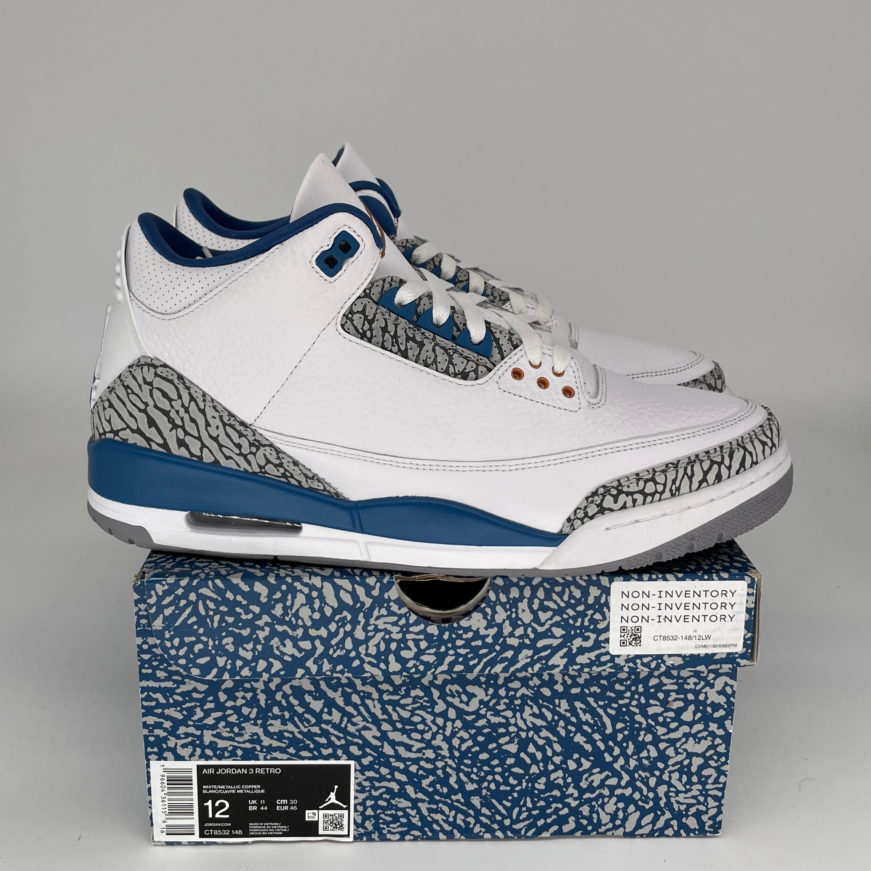 Original Air Jordan 3 Retro 'Wizards' Men's Basketball Shoes Size 12 - CT8532-148 | Authentic Nike Sneakers for Sports, Streetwear & Collectors
