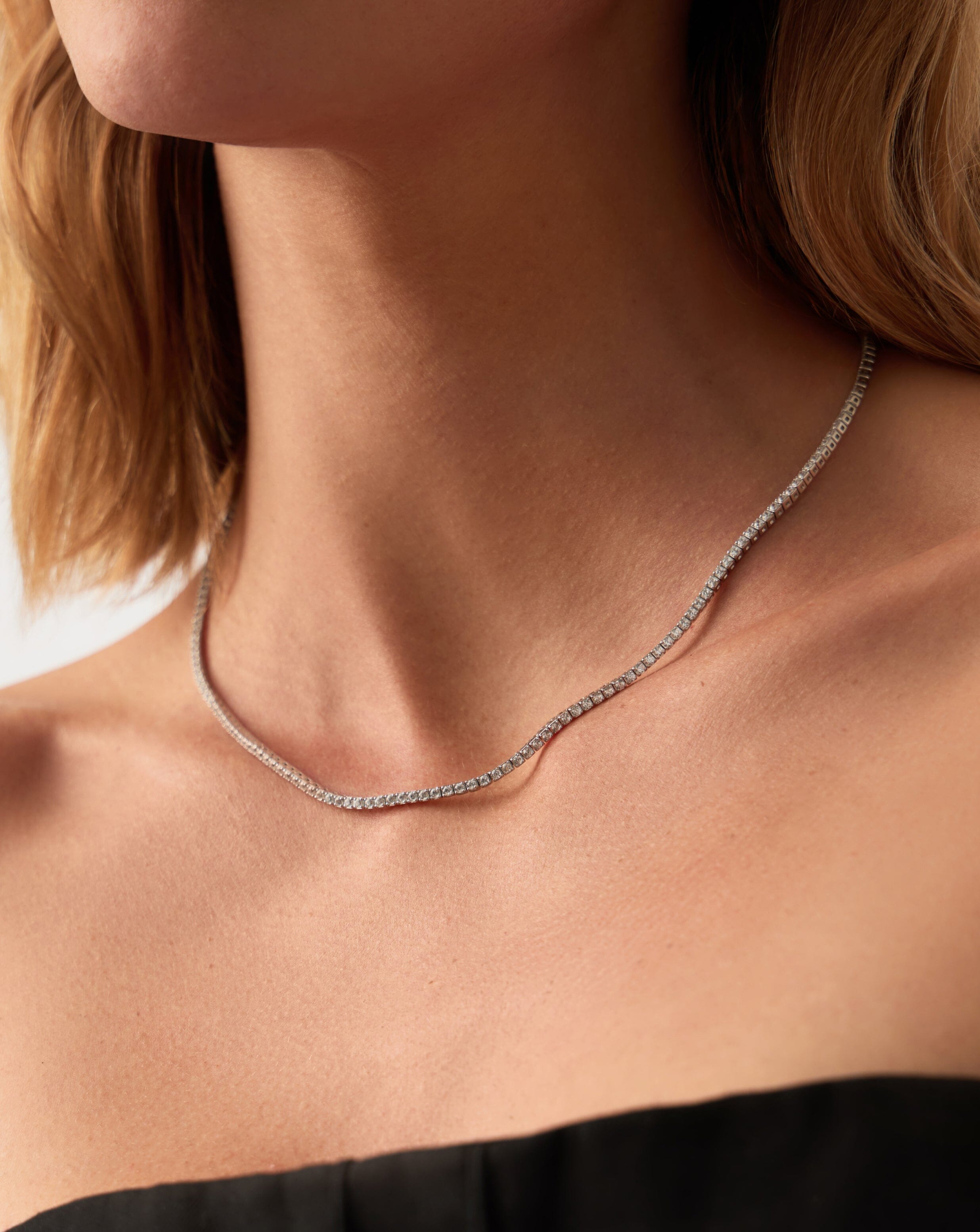 14K Solid White Gold Diamond Tennis Necklace - Elegant & Timeless Jewelry for Women | Perfect for Weddings, Anniversaries & Special Occasions