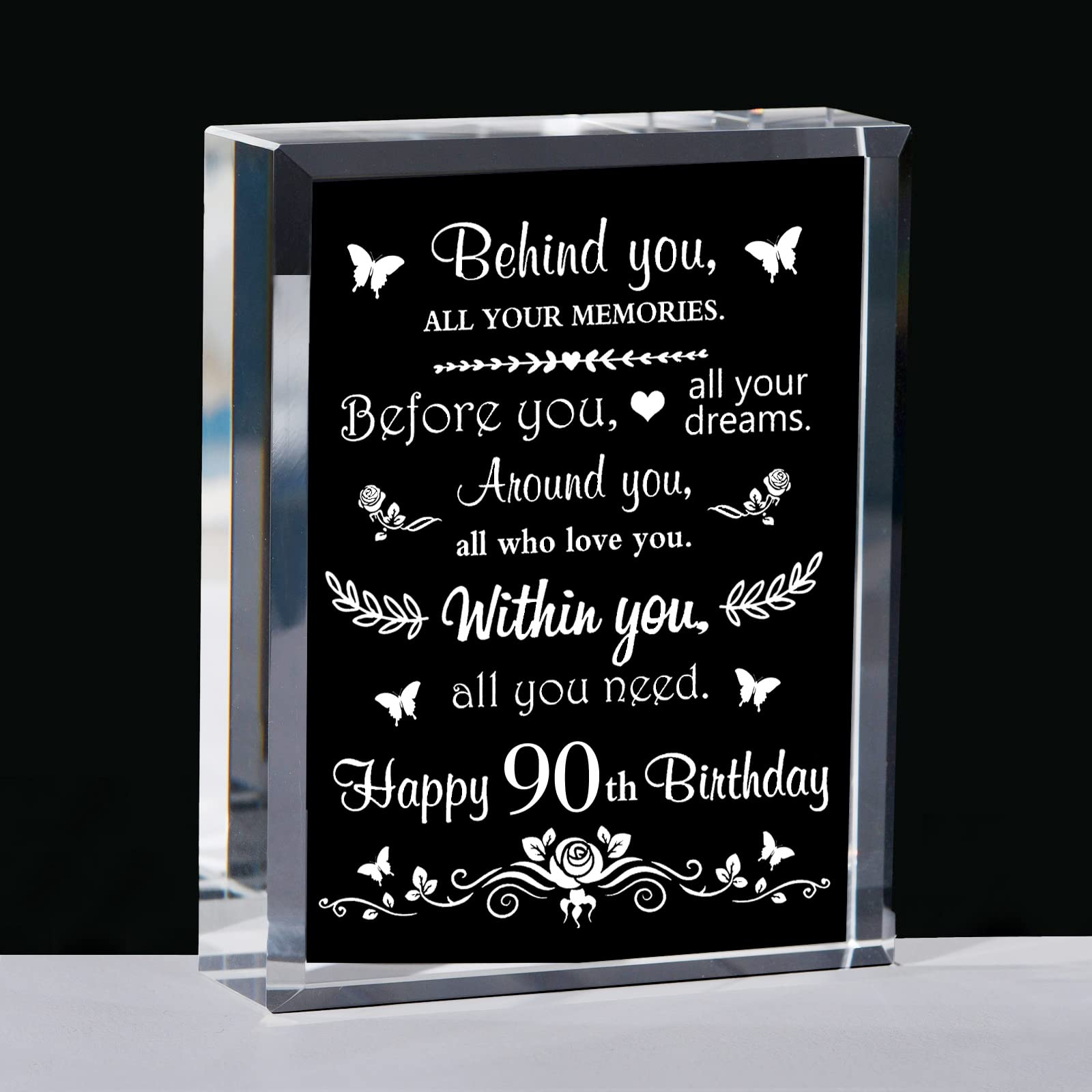 90th Birthday Gifts for Women & Men Born in 1935 - Personalized Laser Crystal Keepsake for Mom, Dad, Grandma, Grandpa & Friends - Perfect for Anniversary, Retirement & Milestone Celebrations