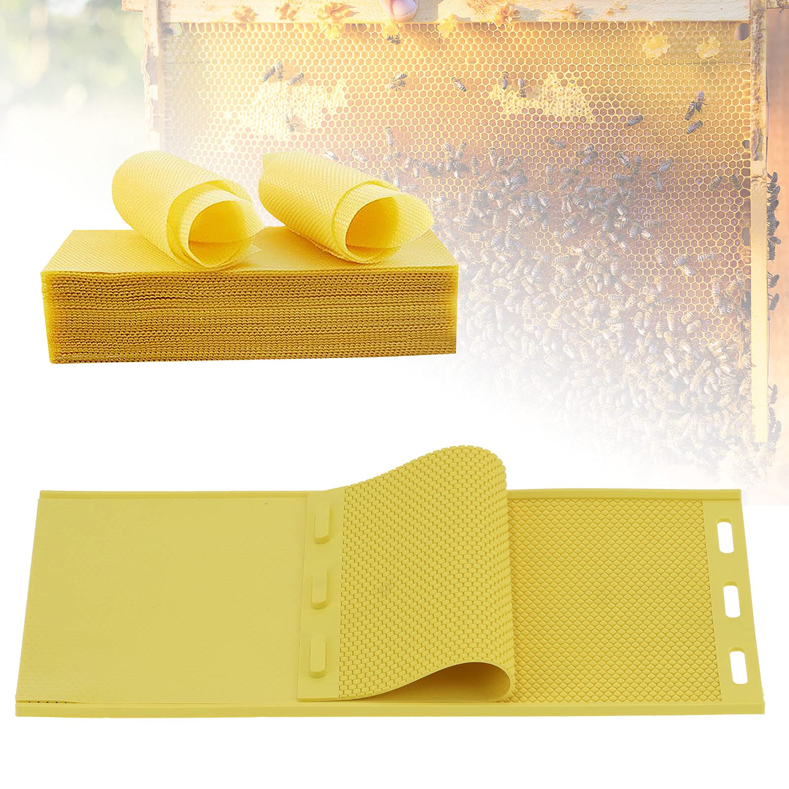 Luqeeg Beeswax Sheets for Candle Making - 2Pcs Silicone Press DIY Embosser Machine with Embossing Tools - Natural Yellow Beekeeping Accessories for Honeycomb Foundation & Candle Crafting