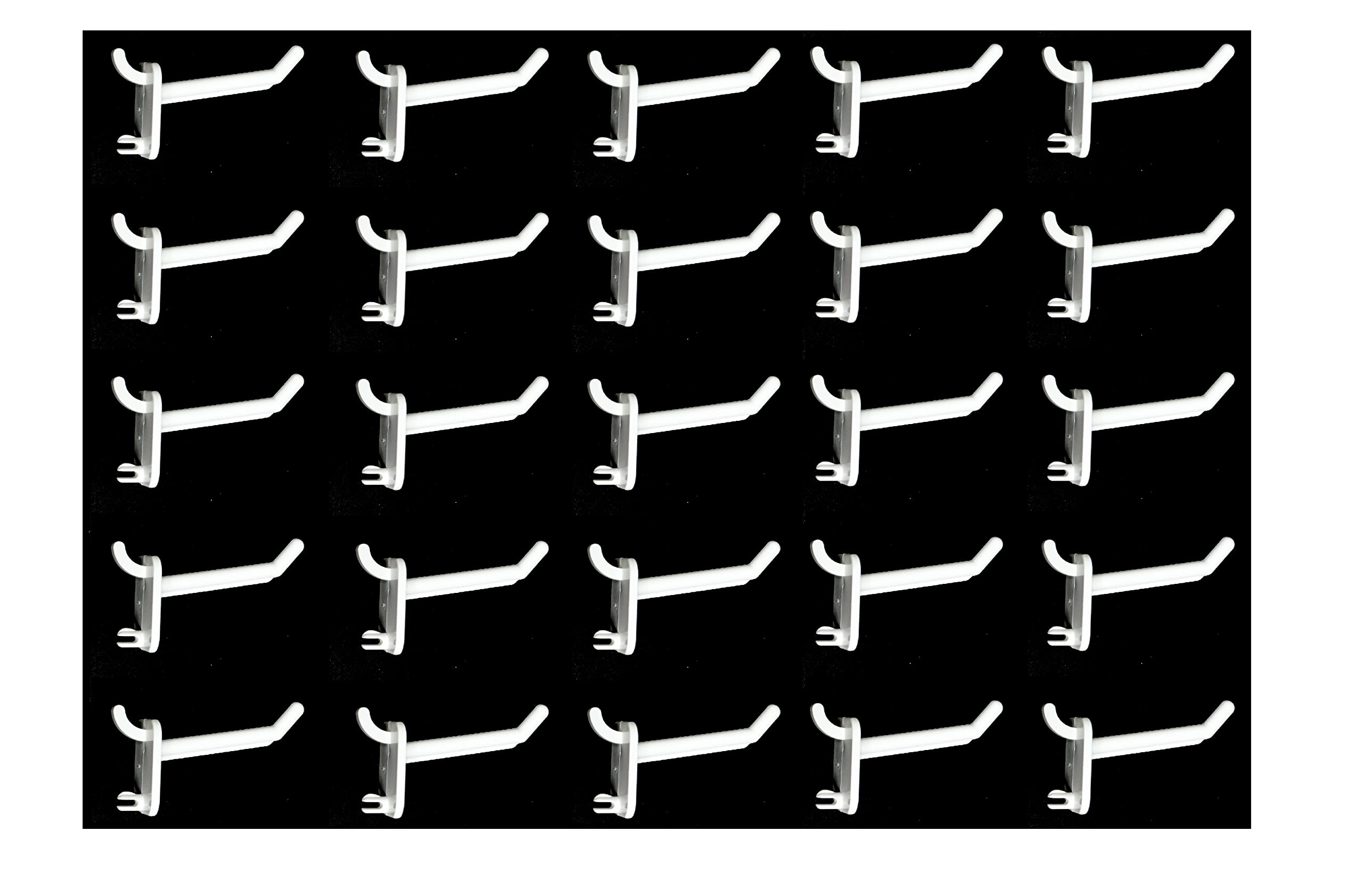 JSP Manufacturing White Plastic Pegboard Hooks - 2/4/6 Inch for Garage, Tool Storage, Jewelry & Craft Organization (100-Pack, 2 Inch) - Perfect for Wall Mounting & Workspace Organization