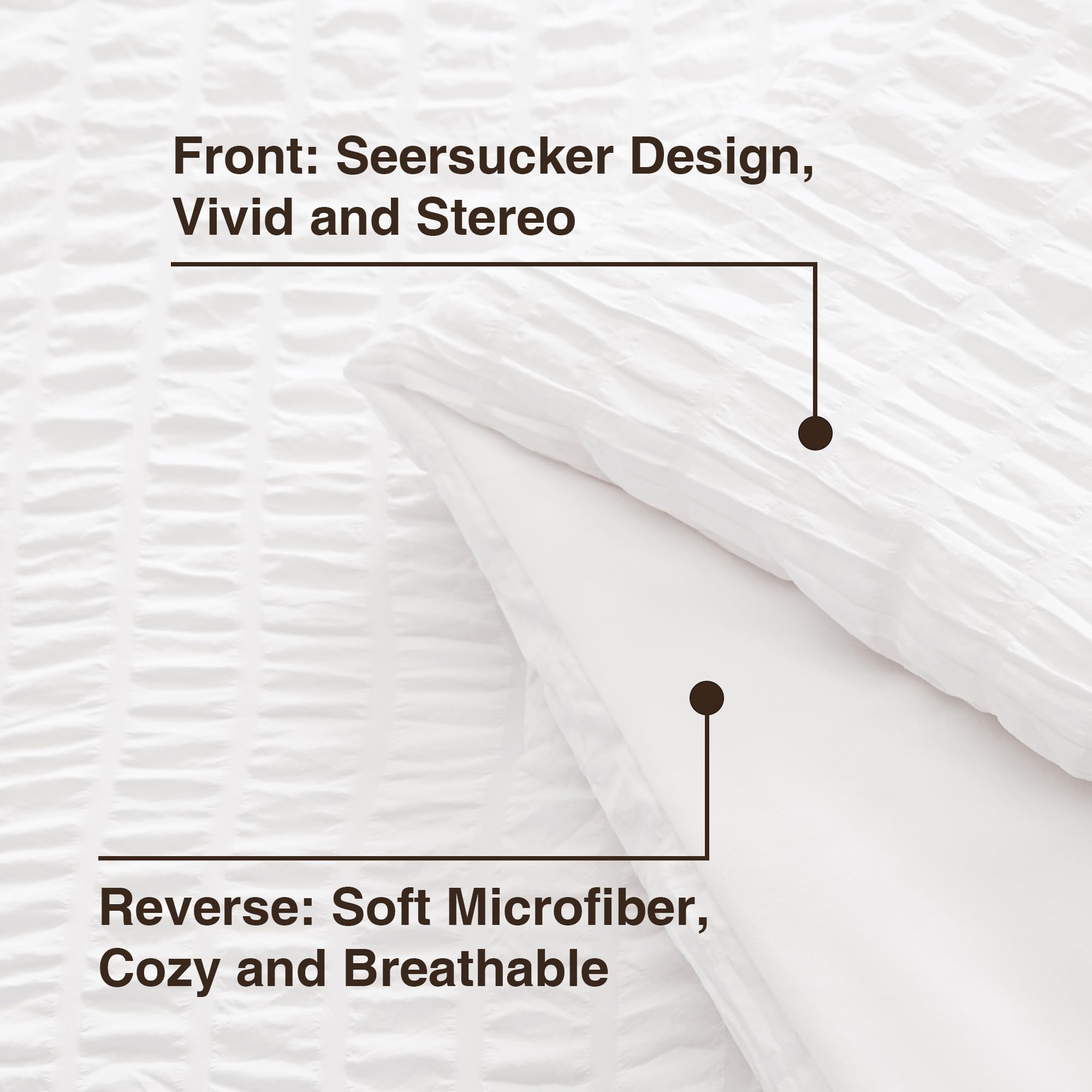 Love's Cabin Seersucker White Queen Comforter Set - 7 Piece All Season Lightweight Bedding | Includes Comforter, Flat Sheet, Fitted Sheet, Pillowcases & Shams | Perfect for Guest Rooms, Vacation Homes & Cozy Bedroom Decor