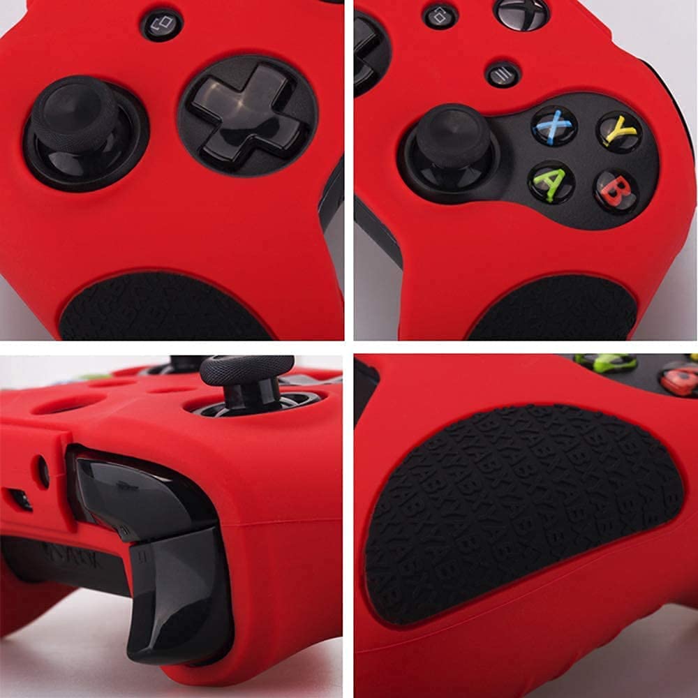 Soft Silicone Gel Rubber Grip Case & Thumb Stick Caps - Protective Cover for Xbox One S Controller | Enhanced Gaming Comfort for Long Play Sessions