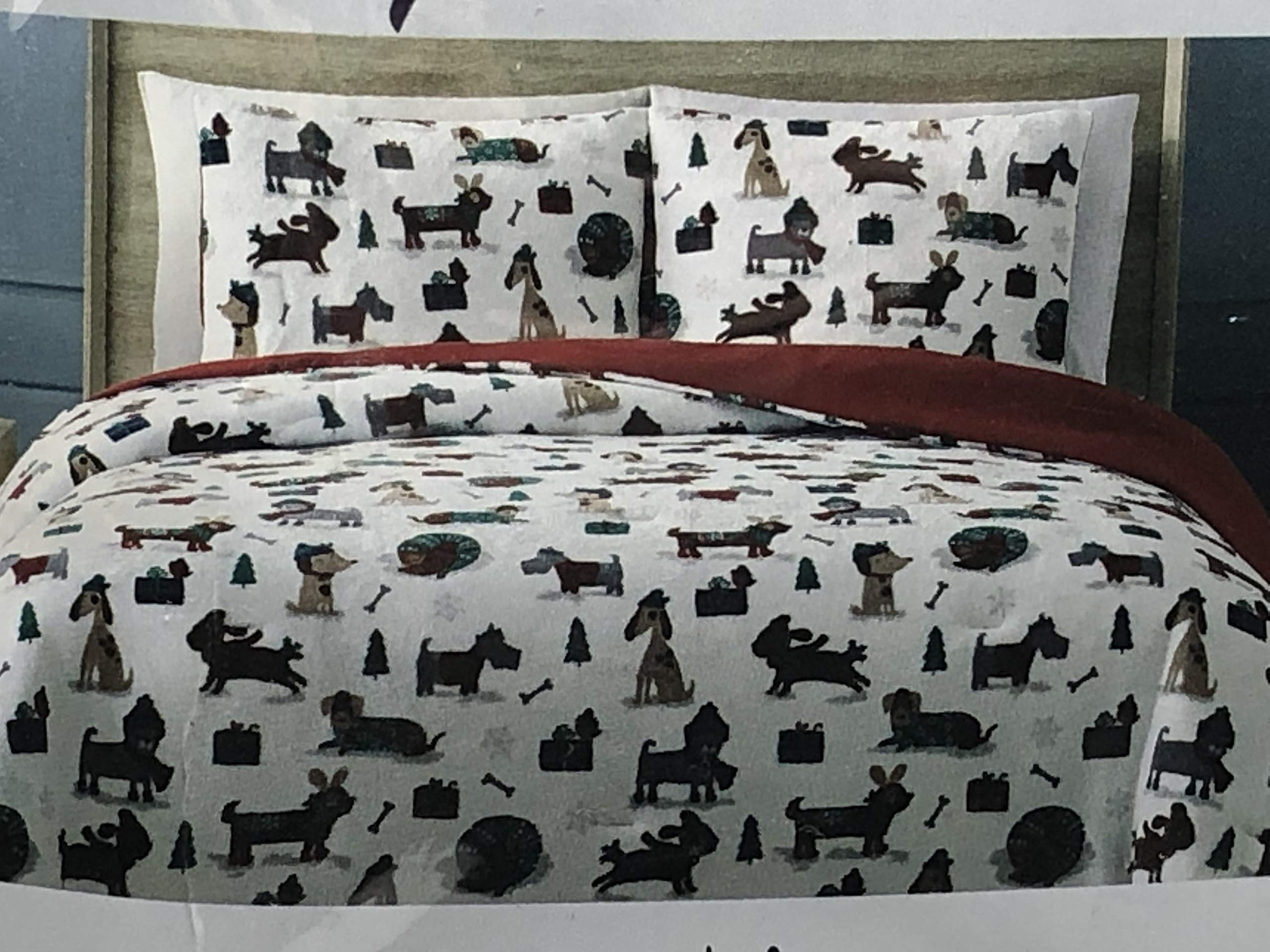 Soft Plush Dogs in Sweaters & Scarves Microfiber Comforter Set - Twin Size Cozy Blanket with Sham for Kids Room Decor | Perfect for Winter Bedding and Gift Giving