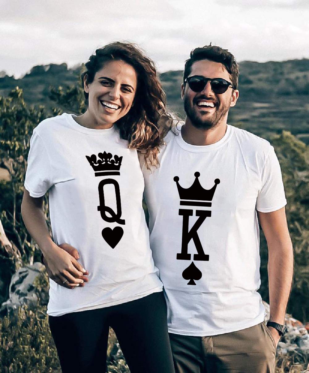 King and Queen Matching Couple T-Shirts - His & Her Valentine's Day Shirts for Couples - Perfect for Anniversaries, Date Nights, and Romantic Gifts
