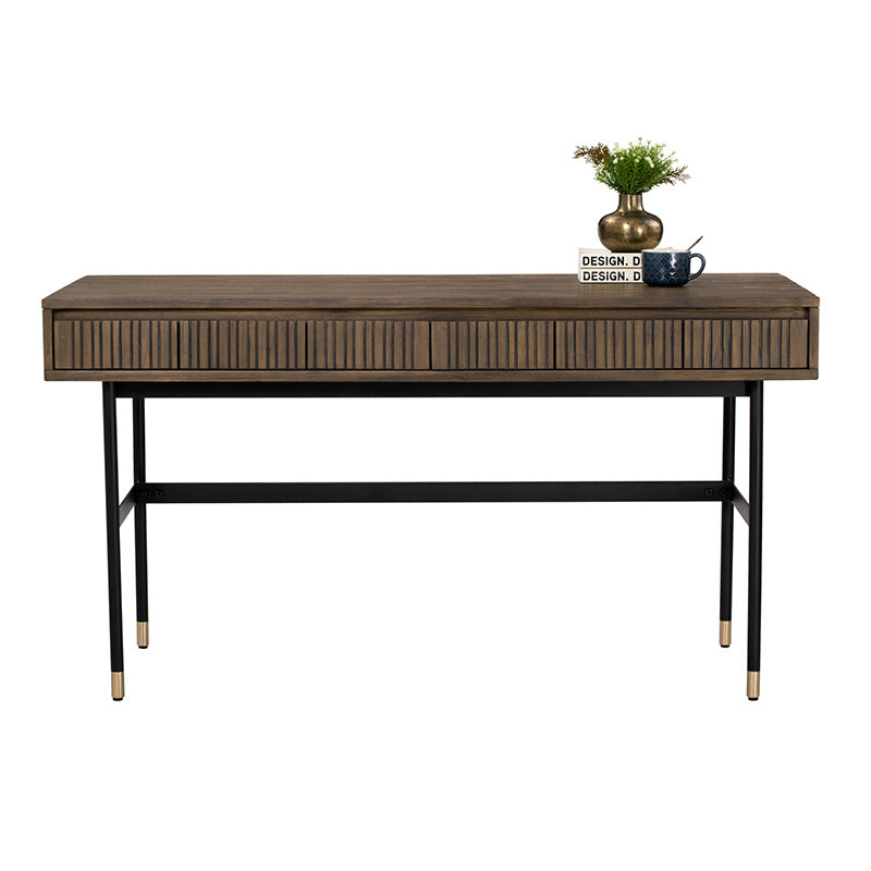 HAMILTON Study Desk 140cm - Solid Oak & Acacia Veneer, Toffee Finish - Perfect for Home Office, Study Room & Small Spaces