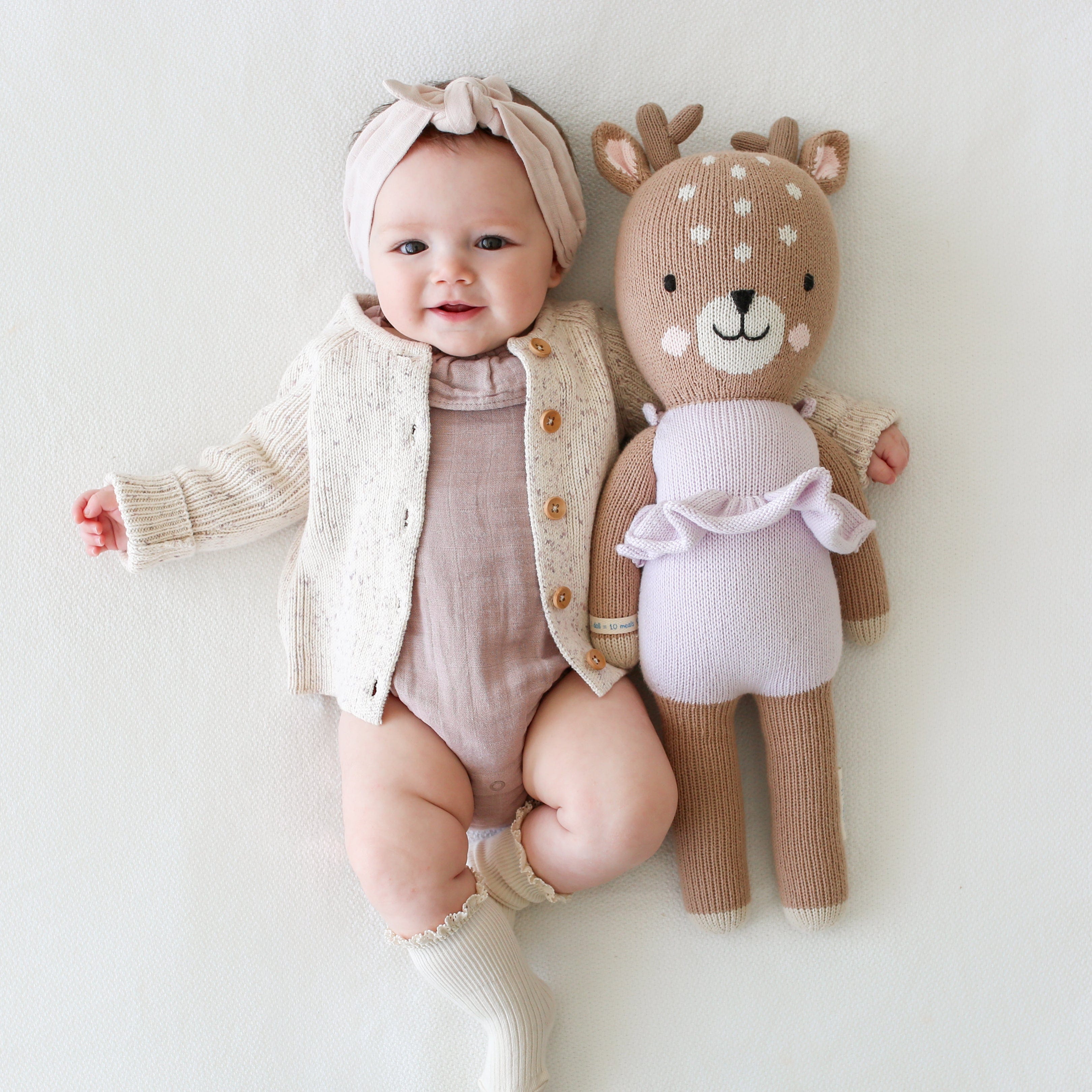 Cuddle+Kind Violet the Fawn Plush Stuffed Animal Toy - Soft & Huggable Deer Doll for Kids & Toddlers - Perfect for Cuddling, Gifts, and Nursery Decor