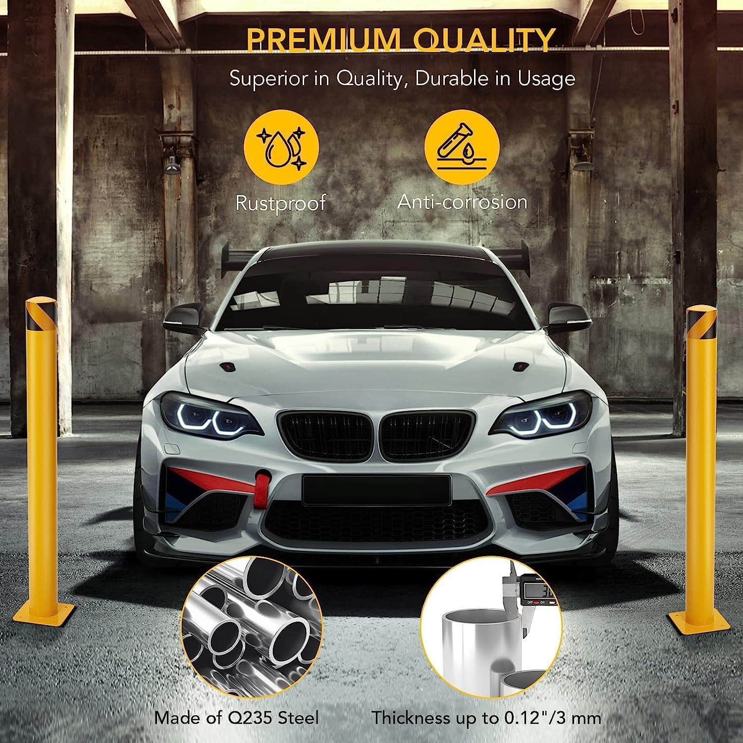 Yellow Safety Bollard 4-Pack - 42