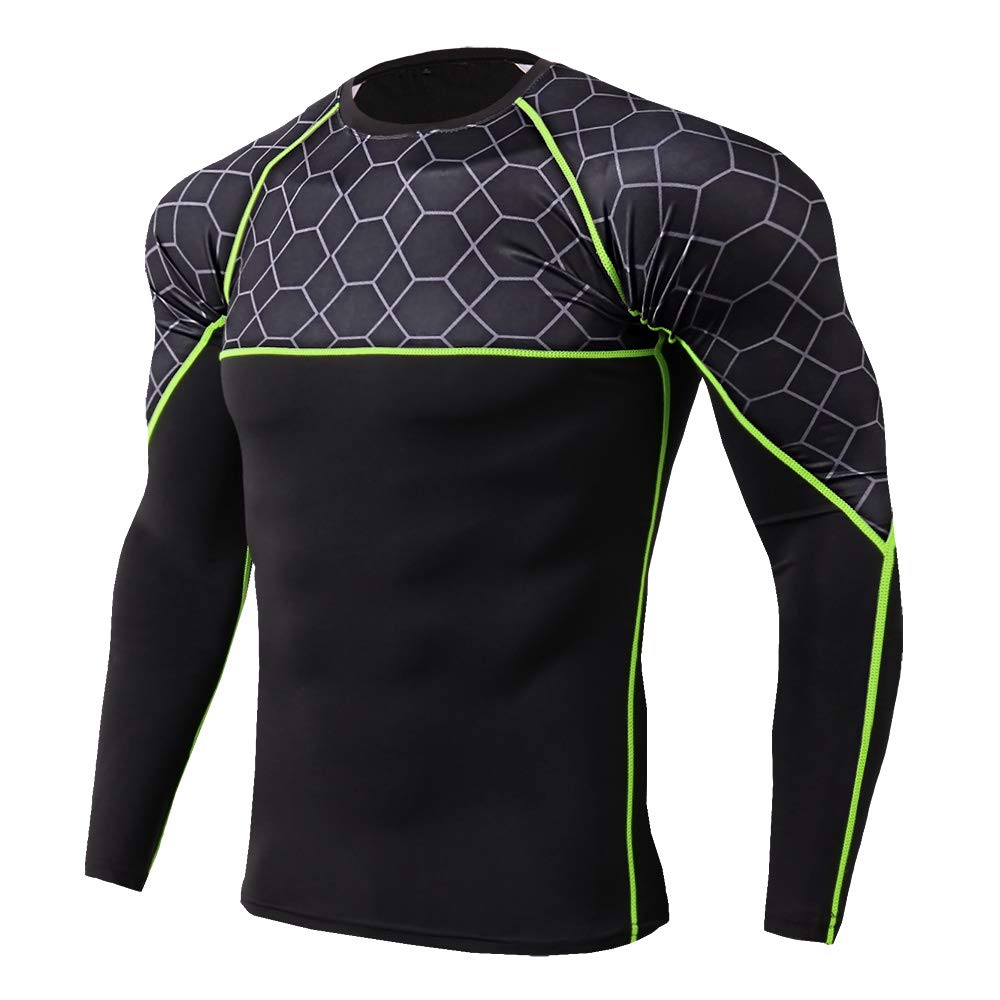 NatureT Men's Compression Pants & Long Sleeve Baselayer Shirt - Moisture Wicking Athletic Workout Set for Running, Gym & Fitness Training