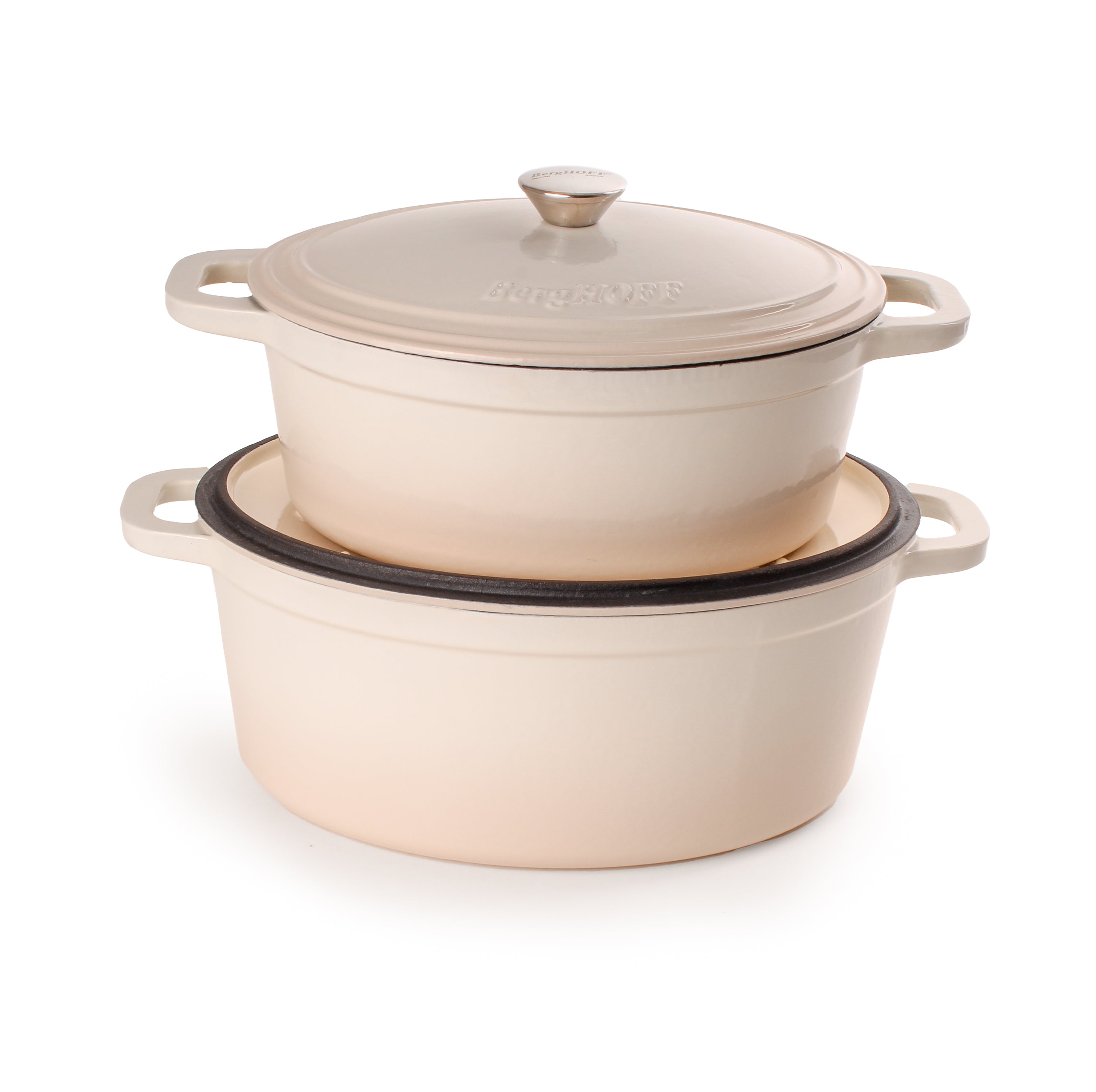 BergHOFF Neo Cast Iron 8qt Oval Dutch Oven with Lid - 13 Inch Enameled Cookware for Braising, Roasting & Baking - Perfect for Soups, Stews, Bread & Family Meals