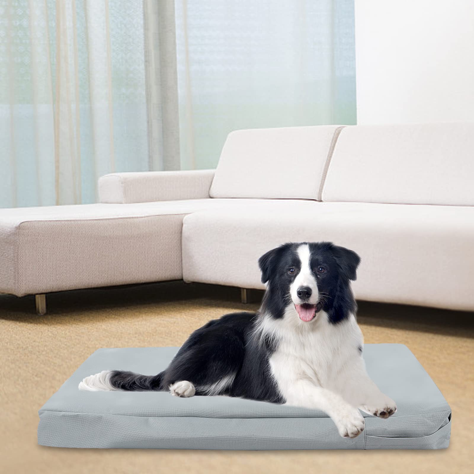 Waterproof Dog Bed Cover with Zipper - Washable Oxford Fabric Pet Crate Pad Replacement - Easy to Remove Hair Resistant - Gray #1 (40 x 27 x 4 Inches) - Perfect for Indoor Dog Crates, Kennels & Sofa Protection