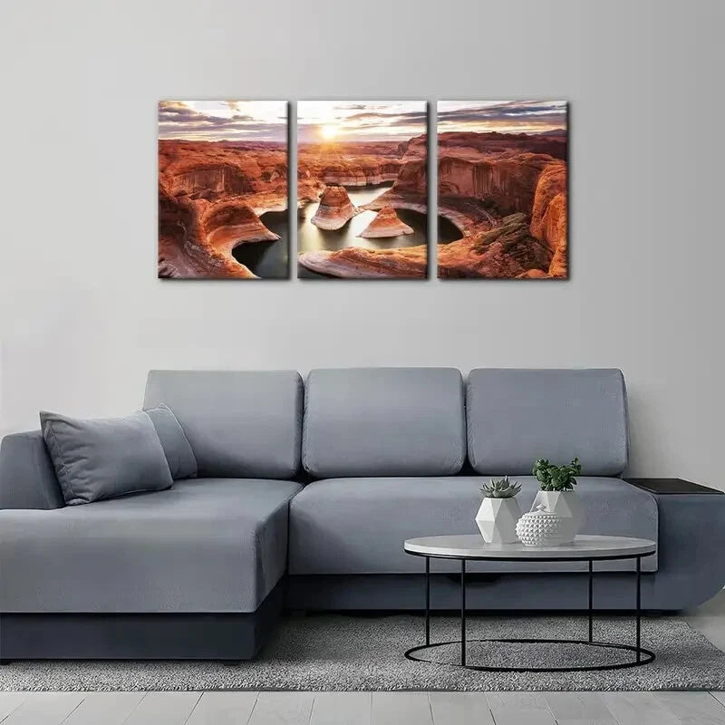 3-Piece Arizona Landscape Oil Painting Metal Prints - Ready to Hang Wall Art Decor for Living Room, Bedroom & Office