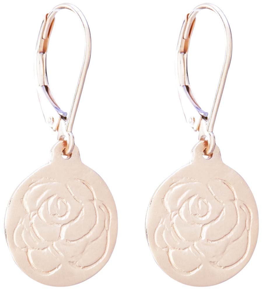 Helen Ficalora Rose Gold Etched Floral Dangle Earrings for Women - Elegant Jewelry Gift for Valentine's Day, Anniversary & Special Occasions