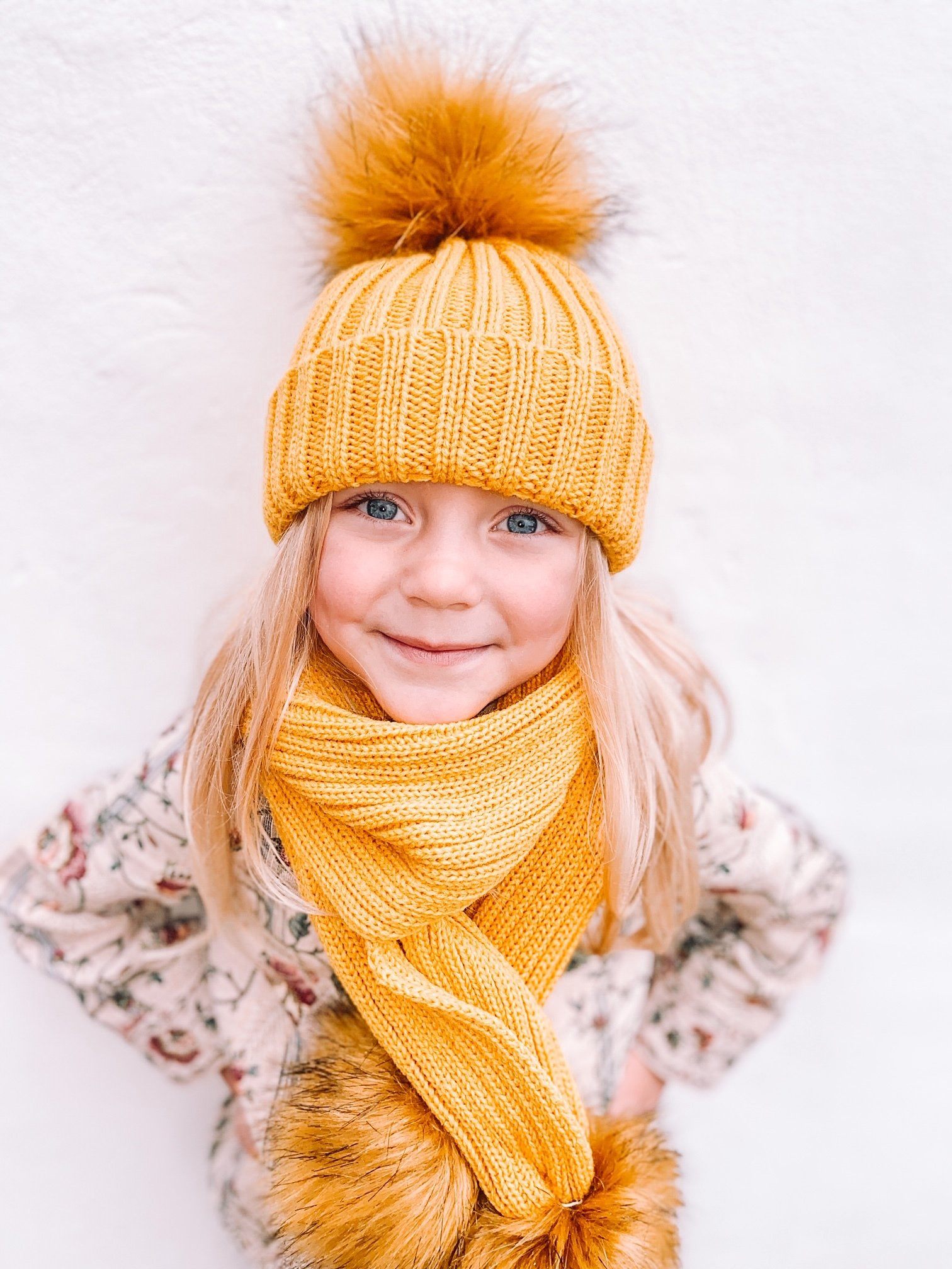 Cozy Knitted Faux Fur Pom Pom Winter Hat for Women - Soft Warm Beanie with Fluffy Ball - Perfect for Cold Weather, Snow Days & Outdoor Activities