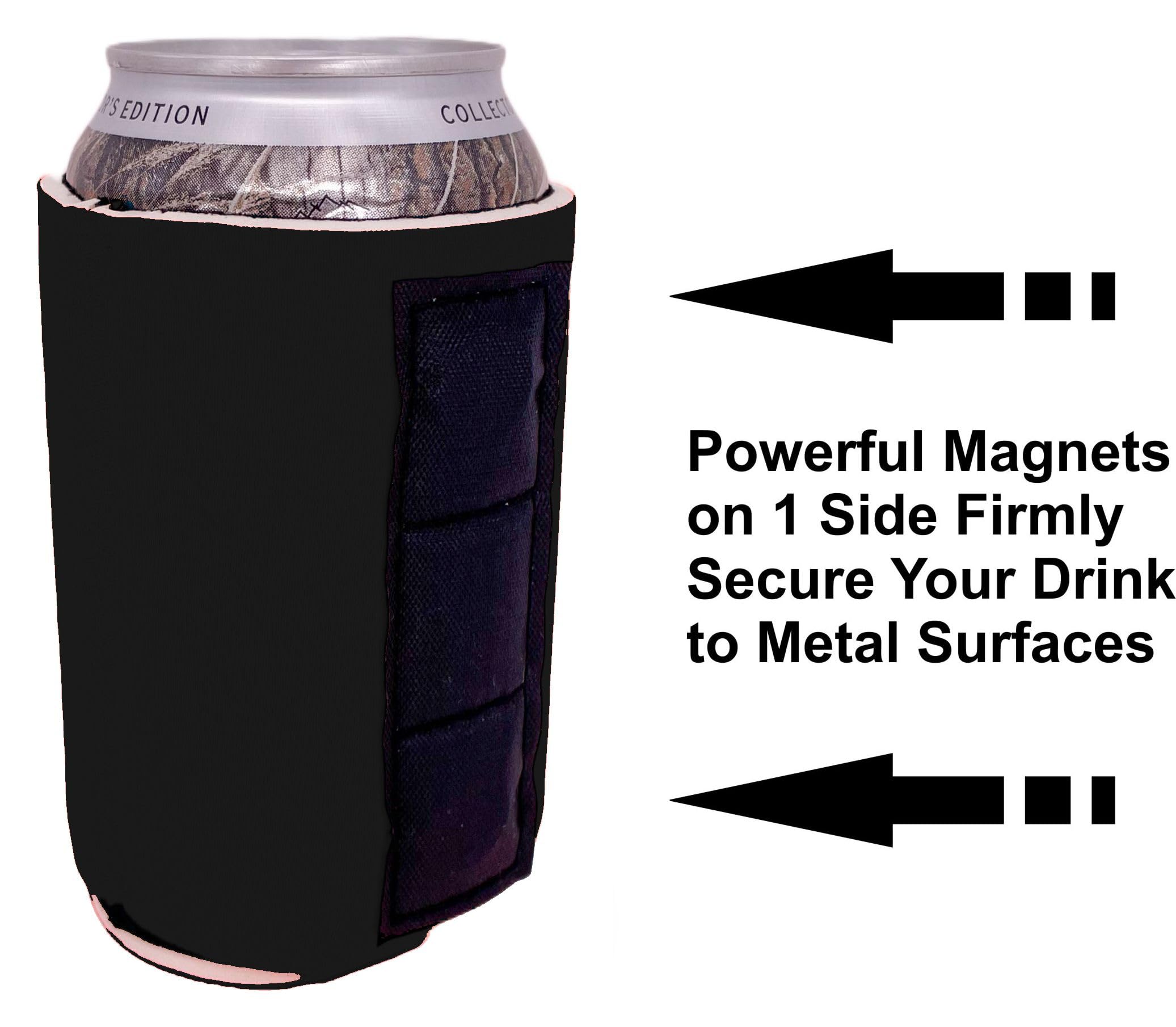 4 Pack Black Blank Magnetic Can Coolers - Insulated Sleeves for Beer, Soda & Beverage Cans - Perfect for Parties, BBQs, Camping & Outdoor Events