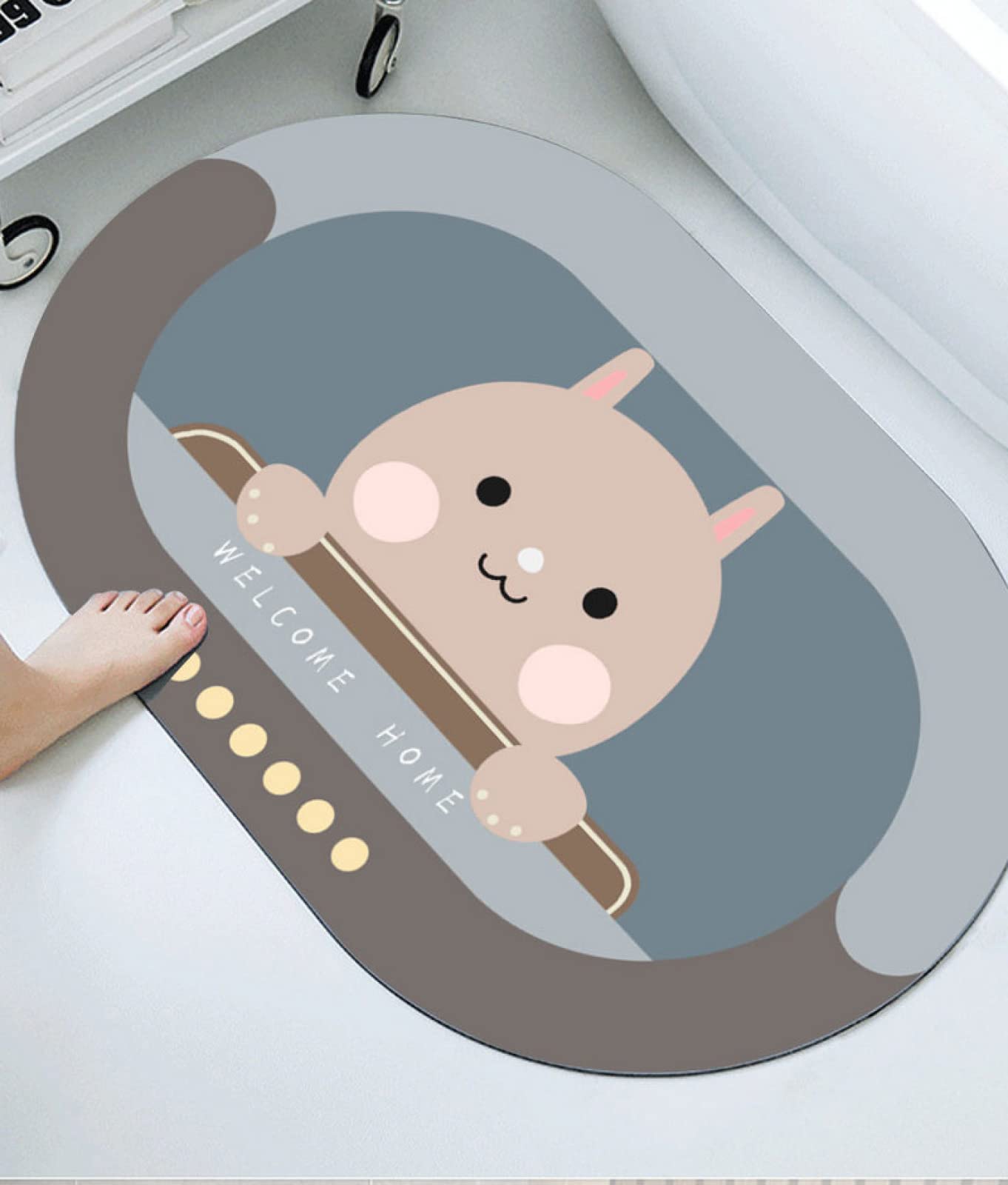Super Absorbent Bath Mat - Soft, Slip-Resistant & Quick Drying Bathroom Rug with Cute Bear Design | Ideal for Bathroom, Shower, Tub & Entryway Floor Protection