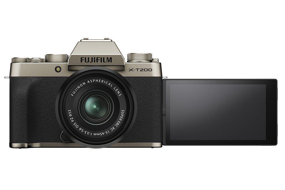 FUJIFILM X-T200 Mirrorless Digital Camera with XC15-45mm Lens Kit (Gold) - Perfect for Travel Photography & Vlogging