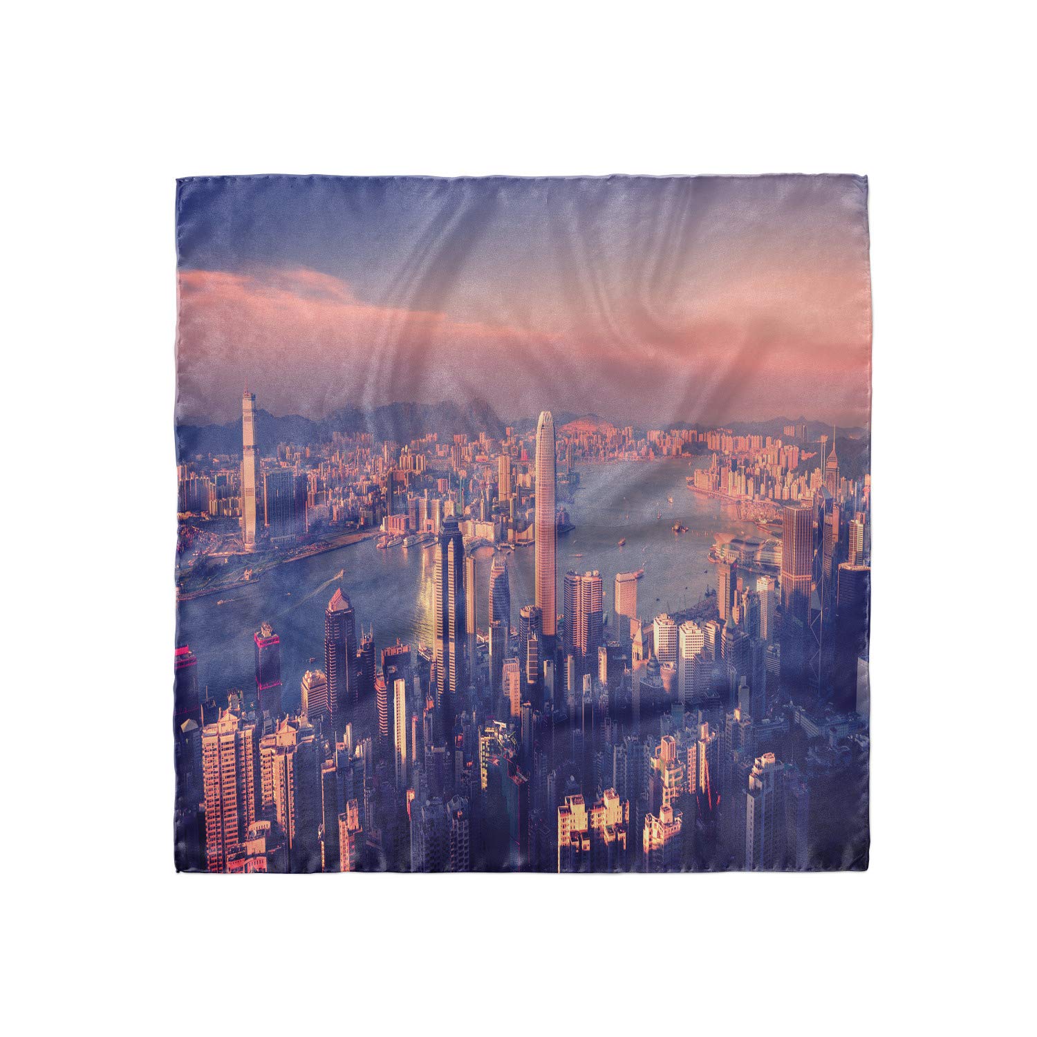 Ambesonne City Headscarf - Dreamy Hong Kong Scenery Print, Fashion Hijab & Head Wrap for Women - Perfect for Travel, Daily Wear, and Cultural Outfits