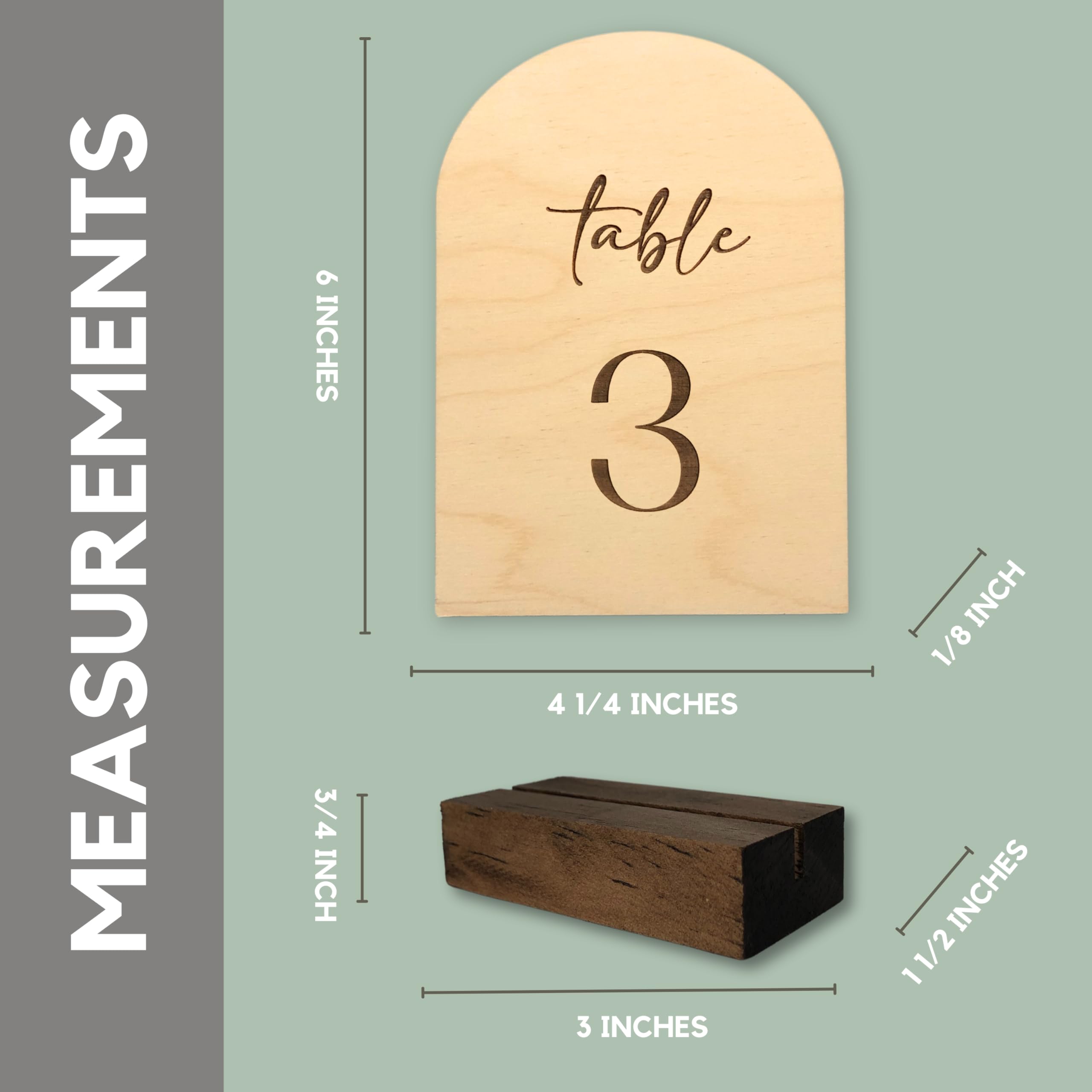 Elegant Wooden Table Numbers with Stand - Rustic Wood Arch Signs for Wedding, Banquet, Party & Event Seating - Perfect for Reception Decor and Table Setting