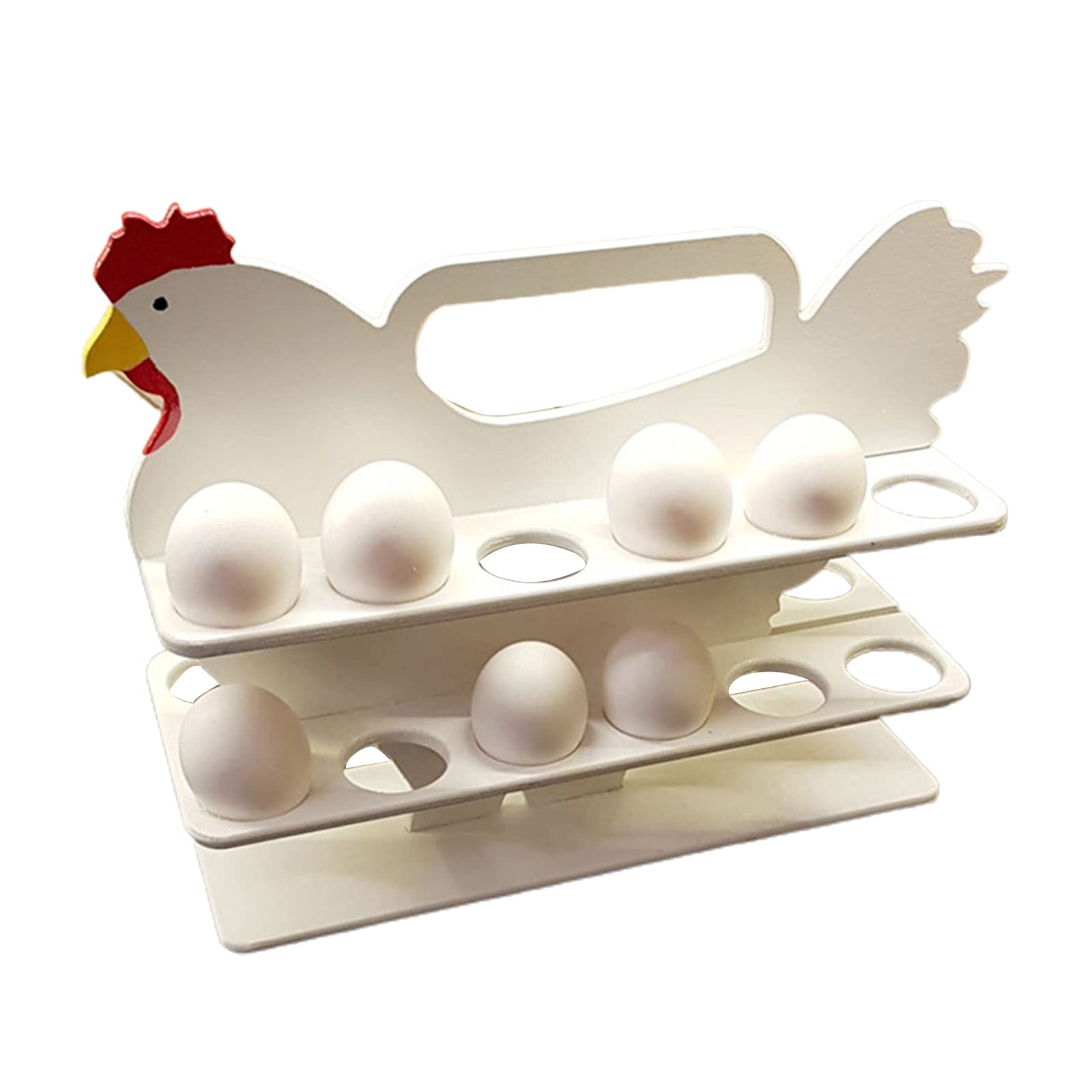 Wooden Hen-Shaped Egg Holder - 2-Tier Ventilated Moisture-Proof Egg Storage Container for Kitchen | Perfect for Farm Fresh Eggs, Breakfast Meal Prep & Country-Style Kitchen Decor