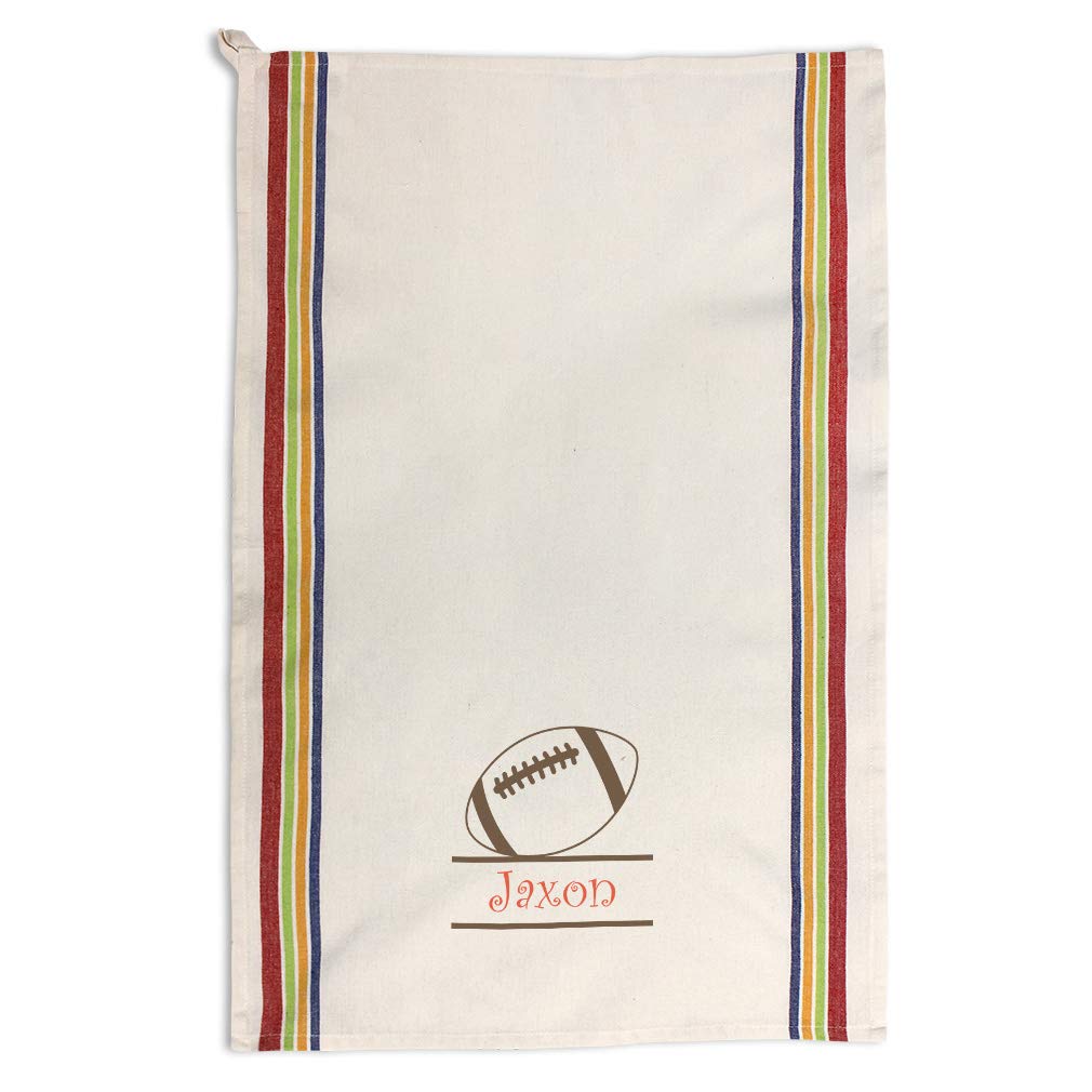 Personalized Football Kitchen Towels - Custom Name Sports Dish Towels for Cleaning, Multi-Stripe Design - Perfect for Game Day, Home Decor & Kitchen Essentials