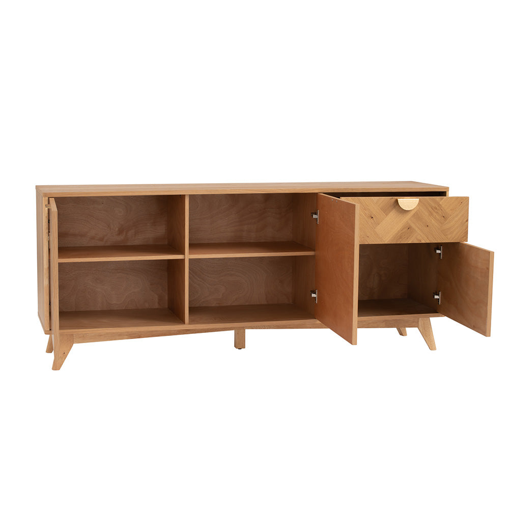 180cm Oak LOFTUS Sideboard Buffet Cabinet - Modern Dining Room Storage for Dishes, Linens & Entertaining Essentials