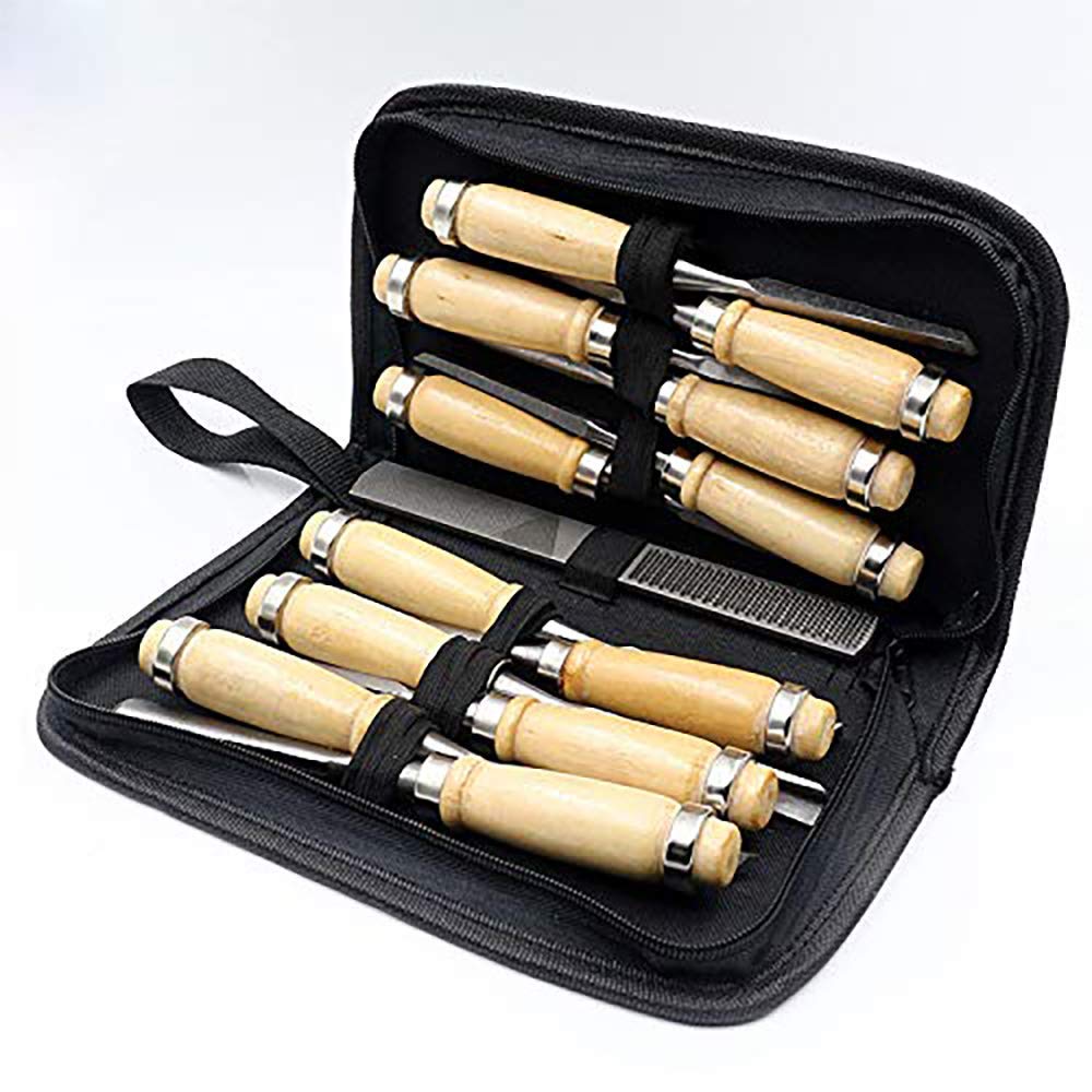 APlus 14-Piece Wood Carving Tool Set with Cutter & File - Professional Wood Sculpture & Engraving Kit for DIY Woodworking, Craft Projects - Perfect for Whittling, Furniture Making & Wood Art Creations