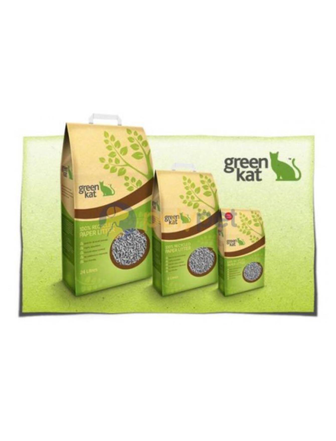 Eco-Friendly Green Kat Recycled Paper Cat Litter - Dust Free, Biodegradable & Odor Control (3 Sizes) - Perfect for Small Spaces & Environmentally Conscious Pet Owners